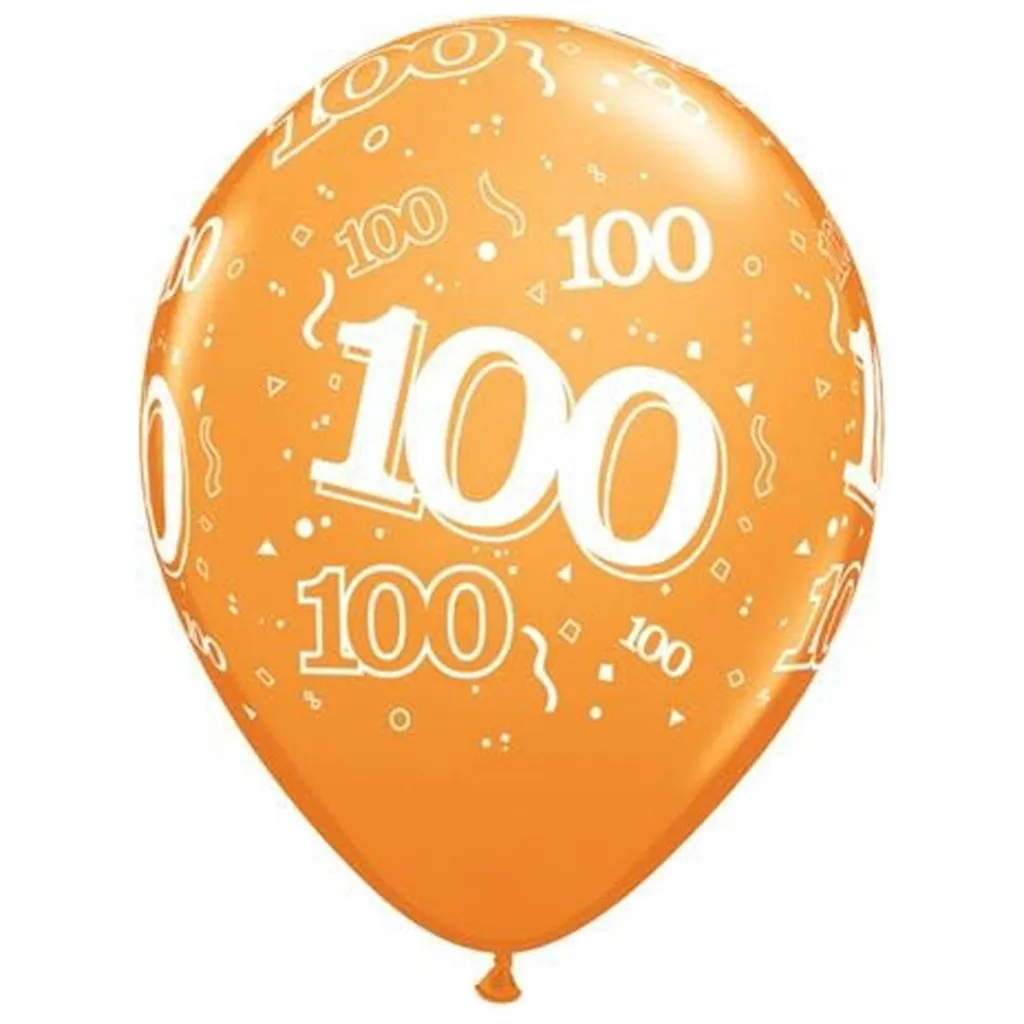 Ballon, 100 Jahre, Geburtstag, Oranger Ballon, Konfetti