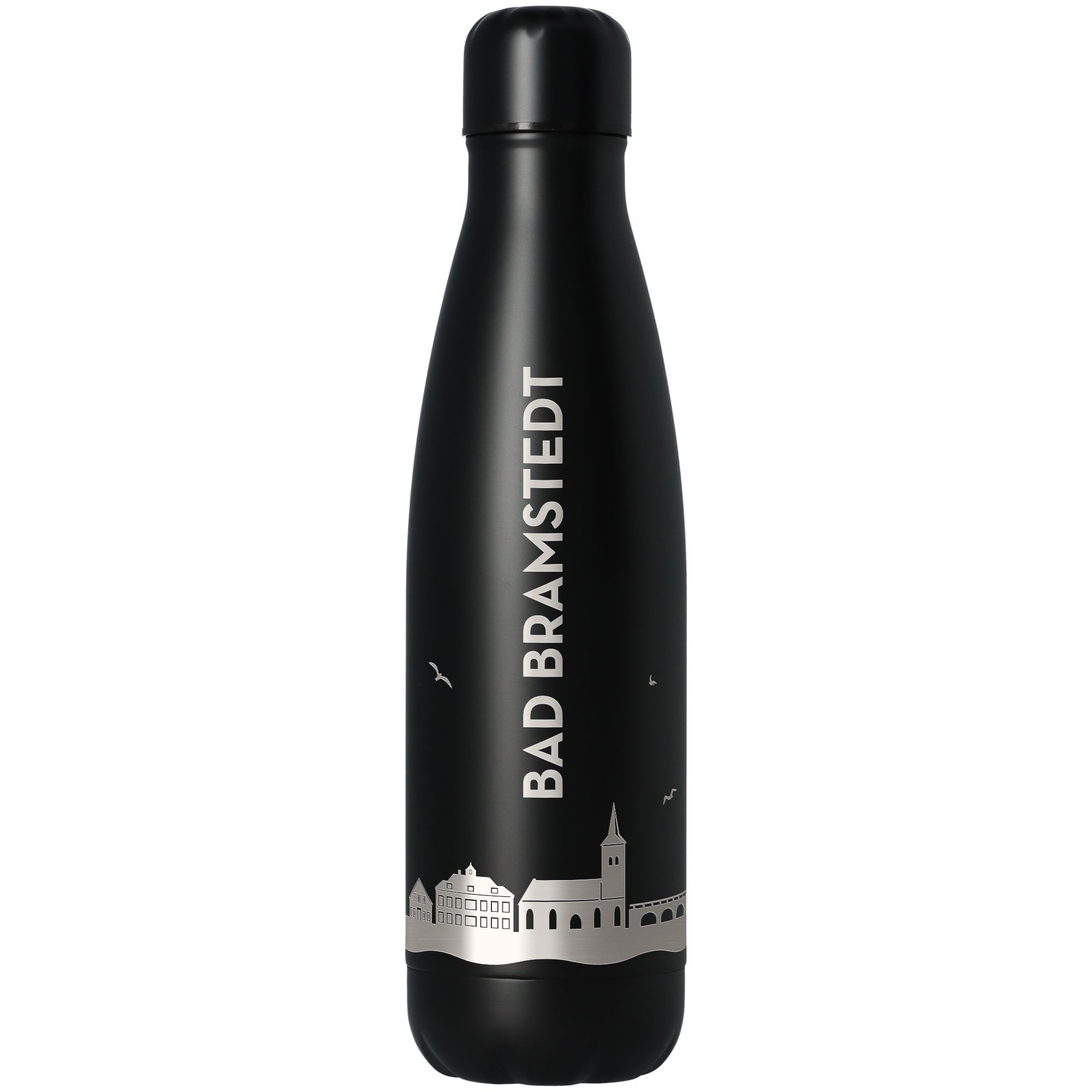 Trinkflasche Skyline Bad Bramstedt Schwarz 500ml Flasche, Wasserflasche, Shaker