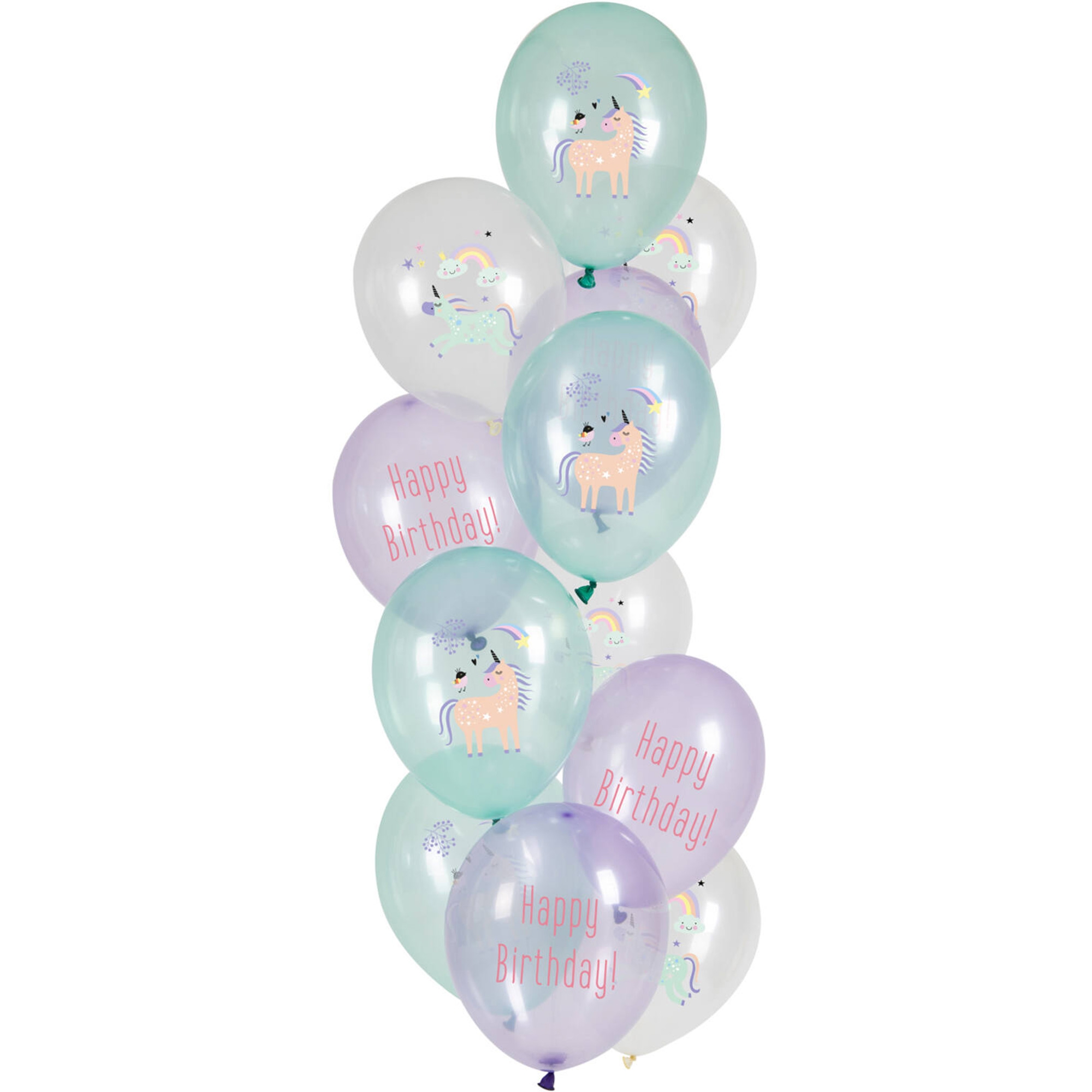 12 Latexballons im Set "Unicorn & Rainbows" Ø 33cm Ballon