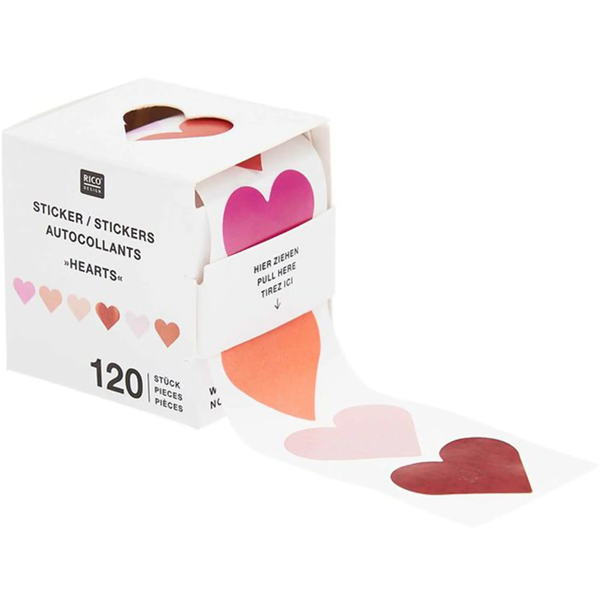 Sticker Herzen, Rosa/Rot-Holografisch, 120 Stk.