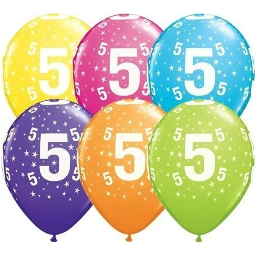 Ballons, Geburtstag, 5 Jahre, Konfetti, Heliumballons