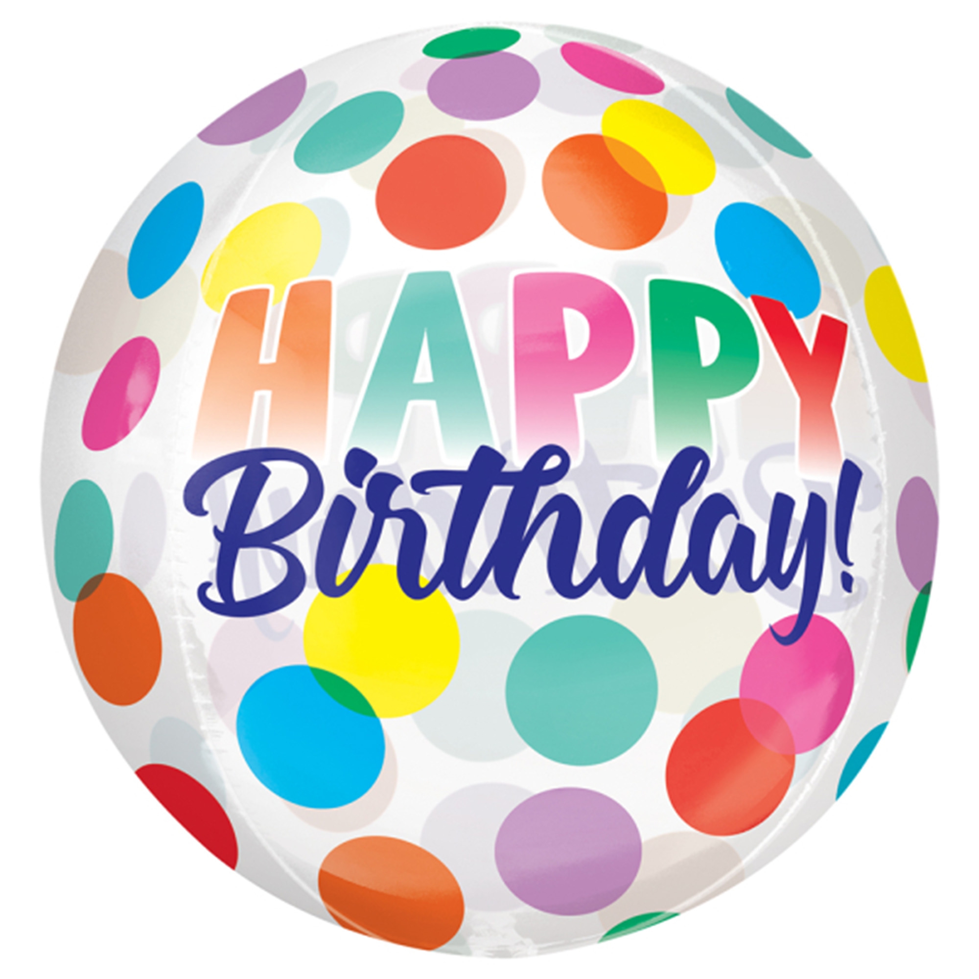 Orbz Ballon Happy Birthday Big Dots 40cm Sphäre, Ballon