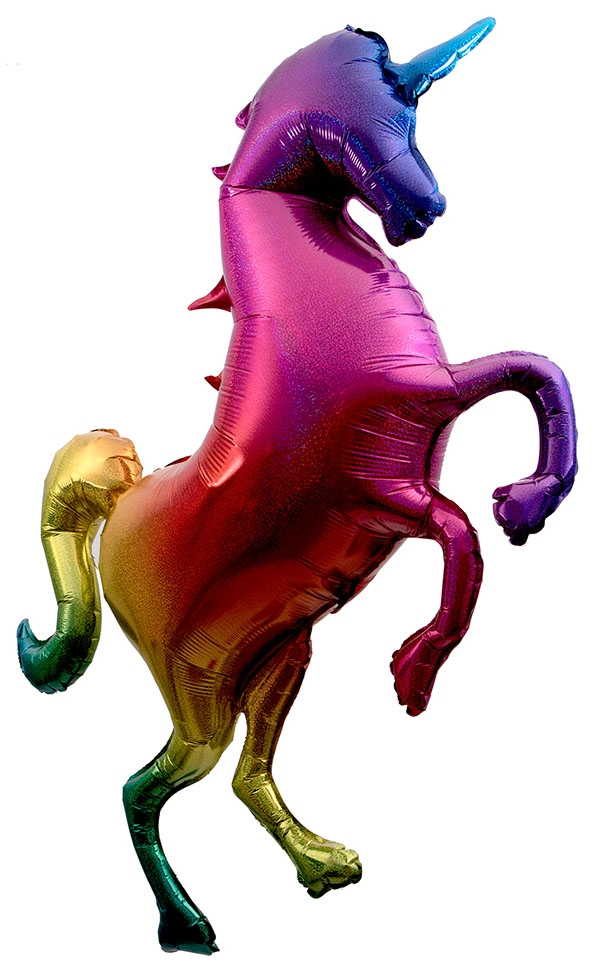 Folienballon Glitzer Regenbogen-Einhorn 137 cm