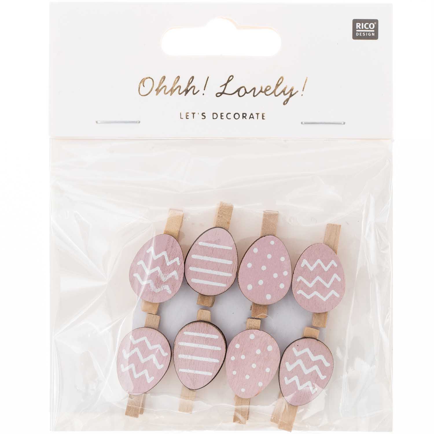 8 Dekoklammern "Osterei", Rosa 8 Dekoklammern "Osterei", Rosa