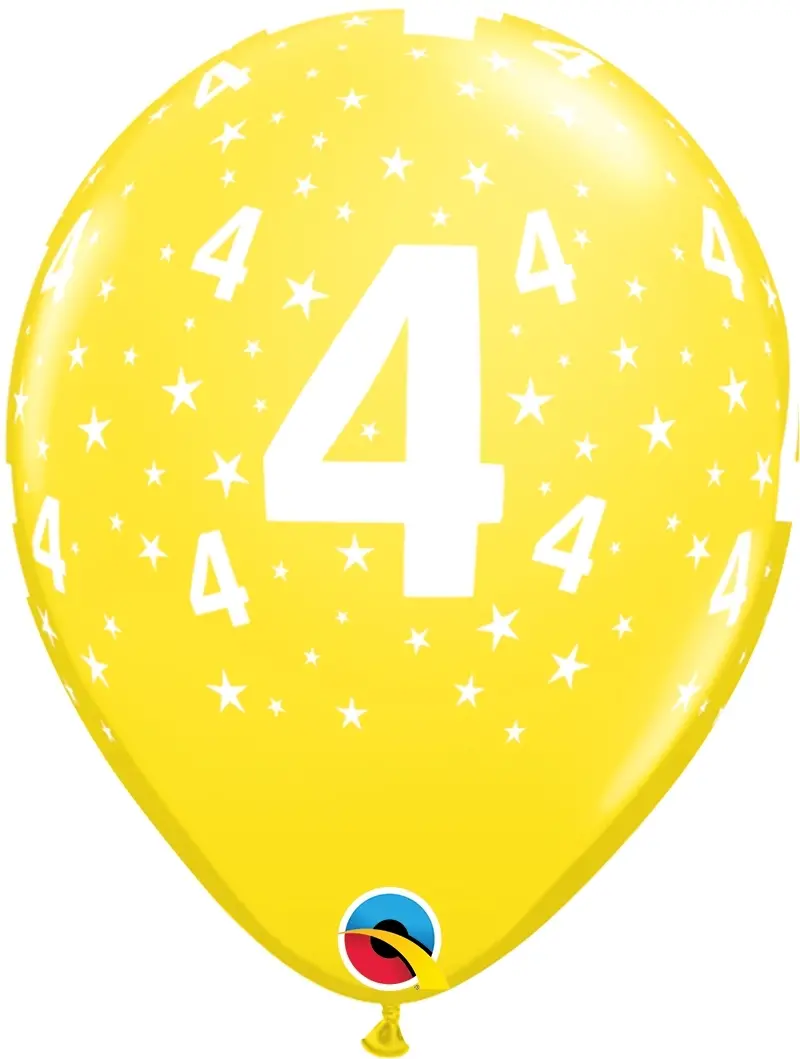 Qualatex Latexballon 4. Geburtstag verschiedene Farben Ø 30cm