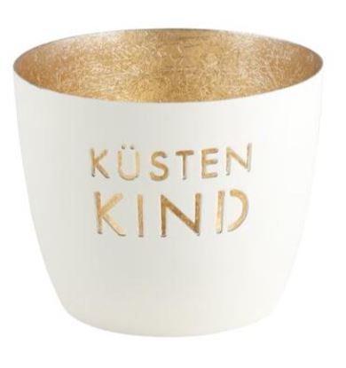 Madras Windlicht "Küstenkind", Weiß/Gold - M Madras Windlicht "Küstenkind", Weiß/Gold - M