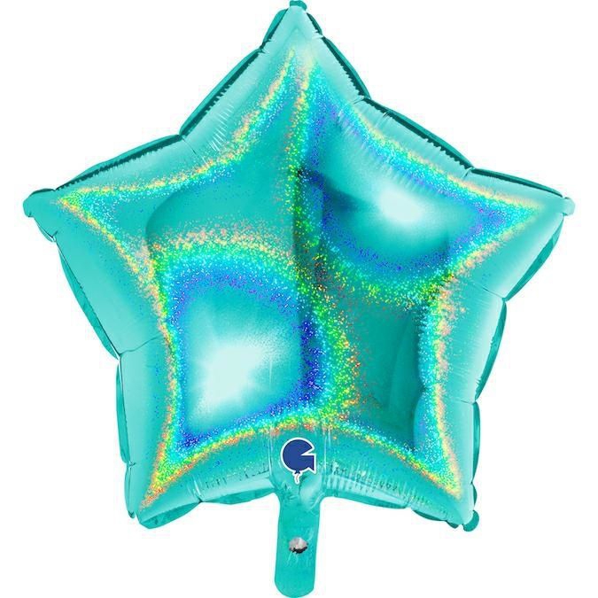 Folienballon Stern Glitter Holographic Tiffany 45cm