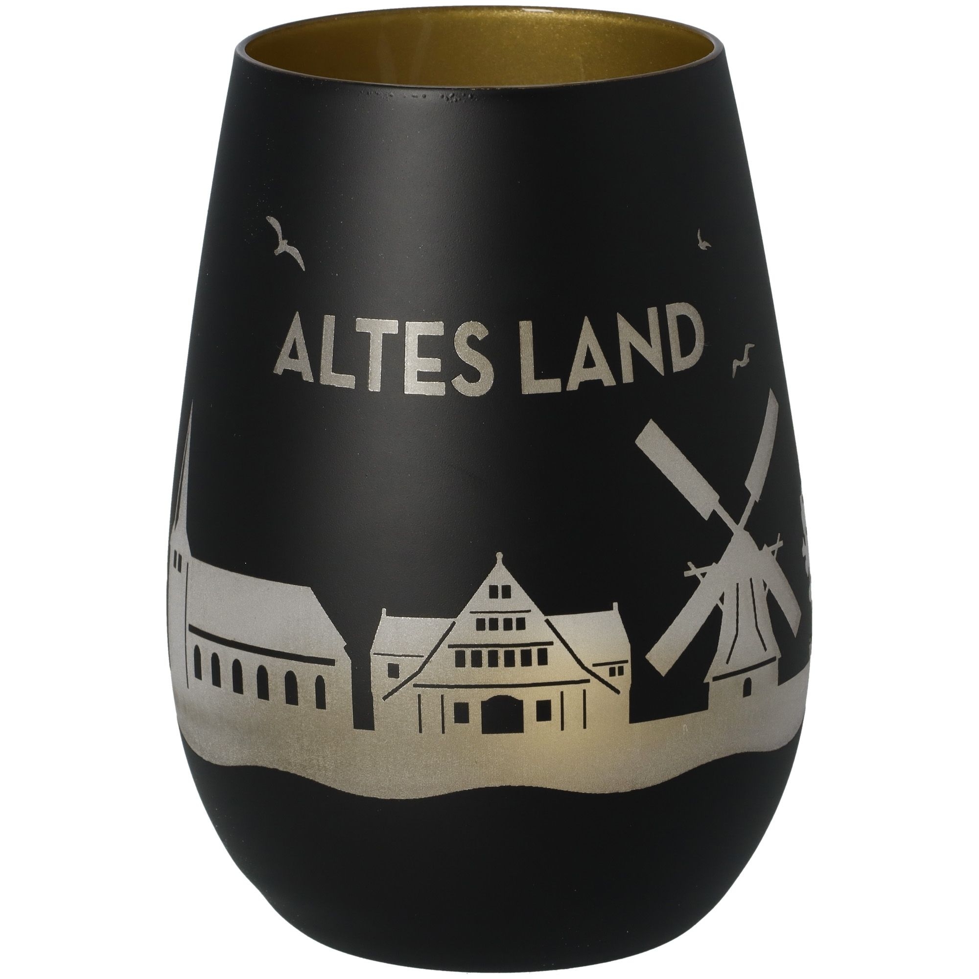Windlicht Skyline Altes Land Schwarz/Gold Krug, Töpferei, Tasse, Vase