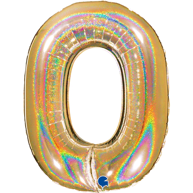 Folienballon Zahl 0 Gold Holographic 100cm Folienballon Zahl 0 Gold Holographic 100cm