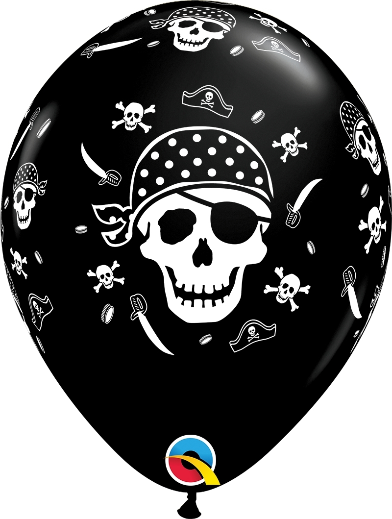 Qualatex Latexballon Piraten-Totenkopf & Knochen Schwarz-Weiß Ø 30cm Qualatex Latexballon Piraten-Totenkopf & Knochen Schwarz-Weiß Ø 30cm