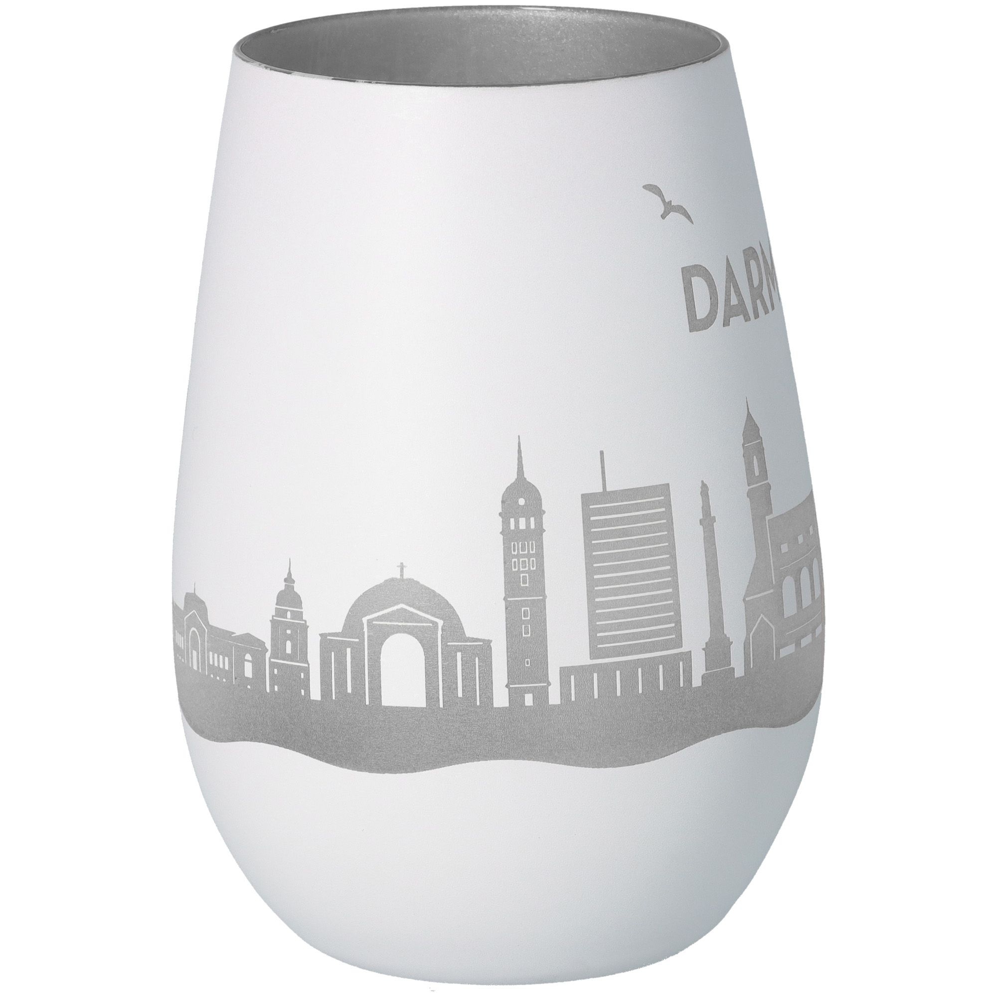 Windlicht Skyline Darmstadt Weiß/Silber Windlicht Skyline Darmstadt Weiß/Silber
