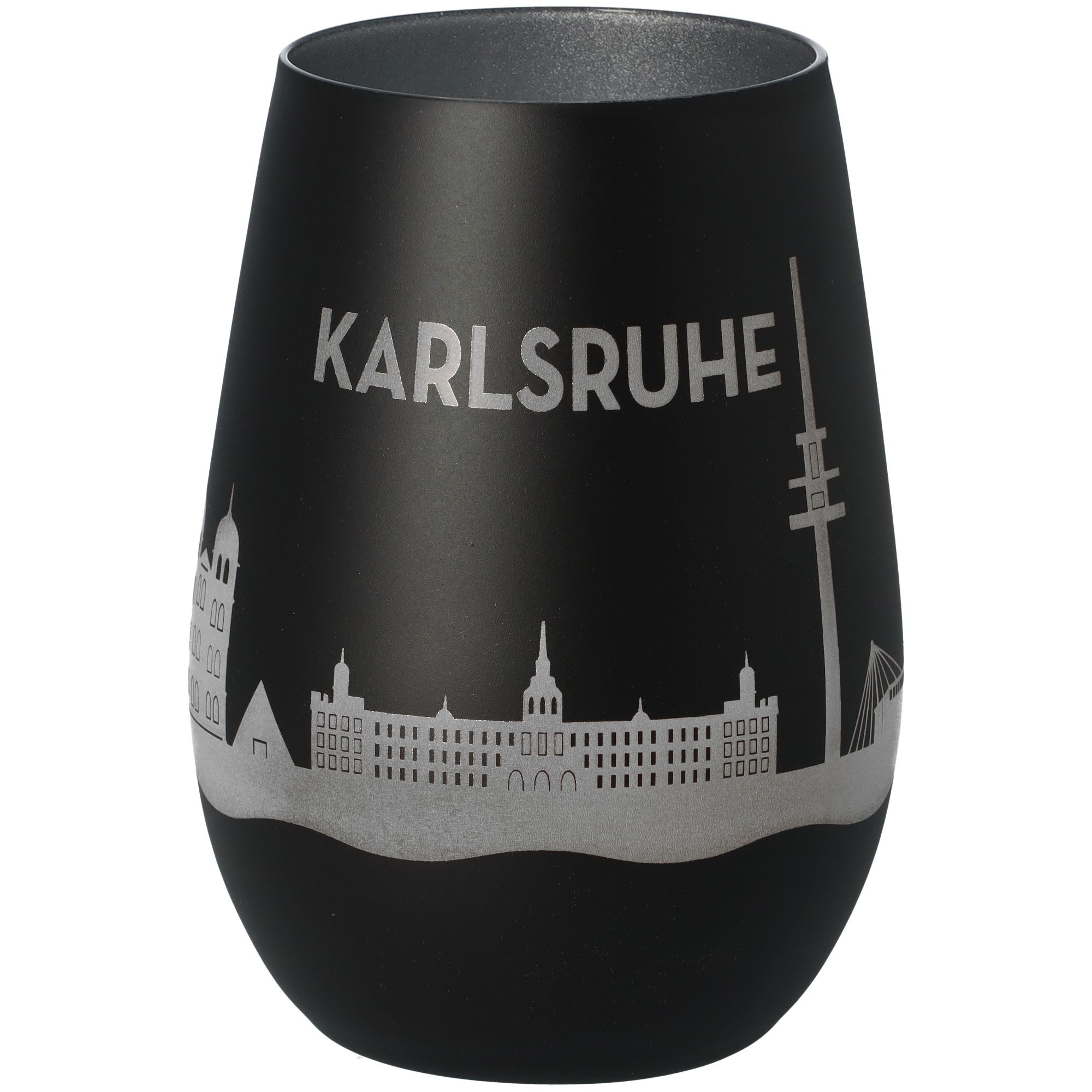 Windlicht Skyline Karlsruhe Schwarz/Silber Windlicht Skyline Karlsruhe Schwarz/Silber