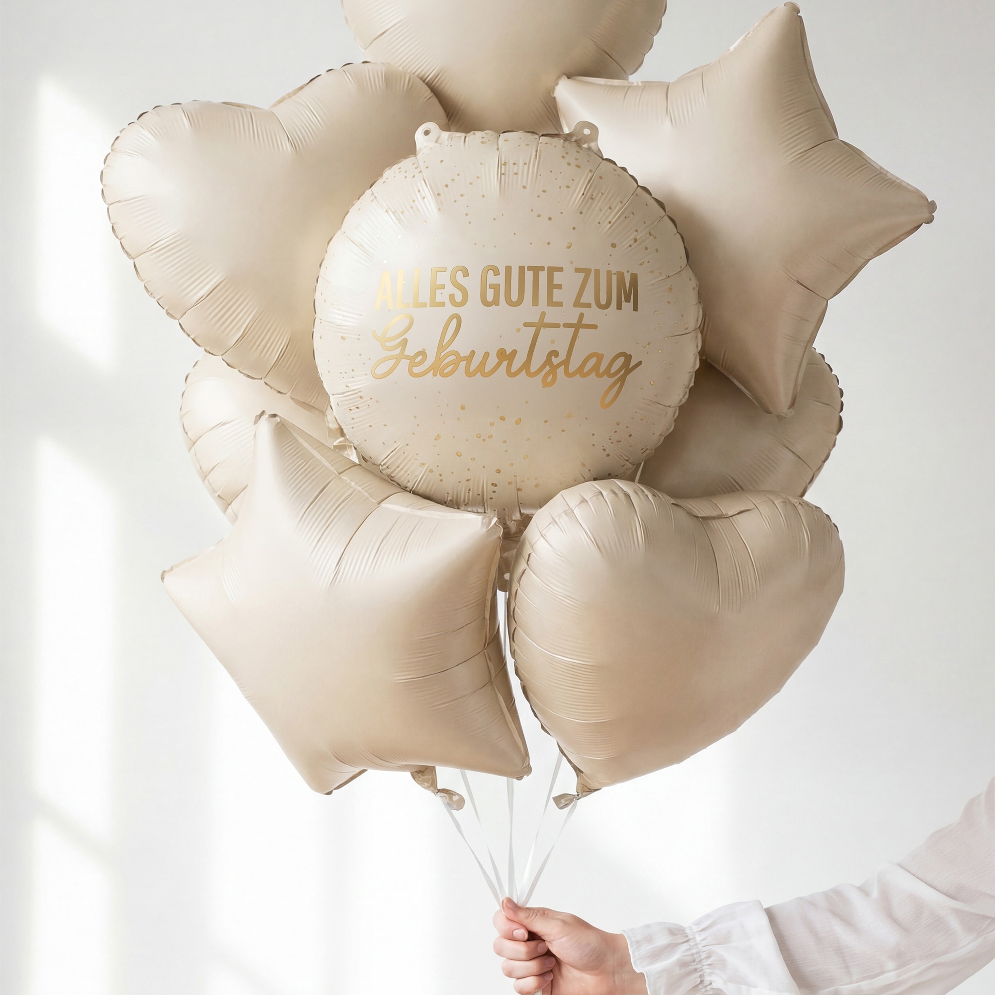 balloons, Ballon bouquet, Foliend balloons, Geburtstagsballons, beige Ballons