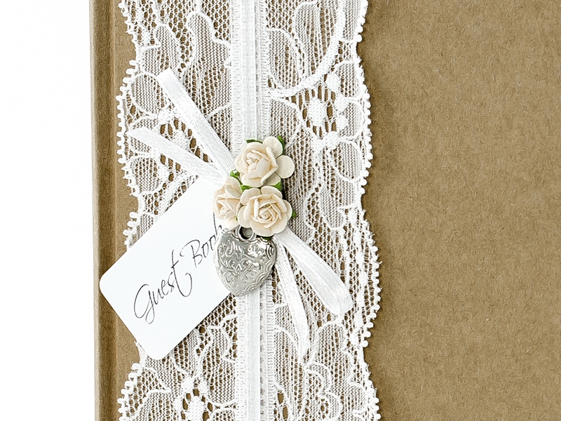 Gästebuch Kraftpapier mit Spitze Gästebuch Kraftpapier mit Spitze