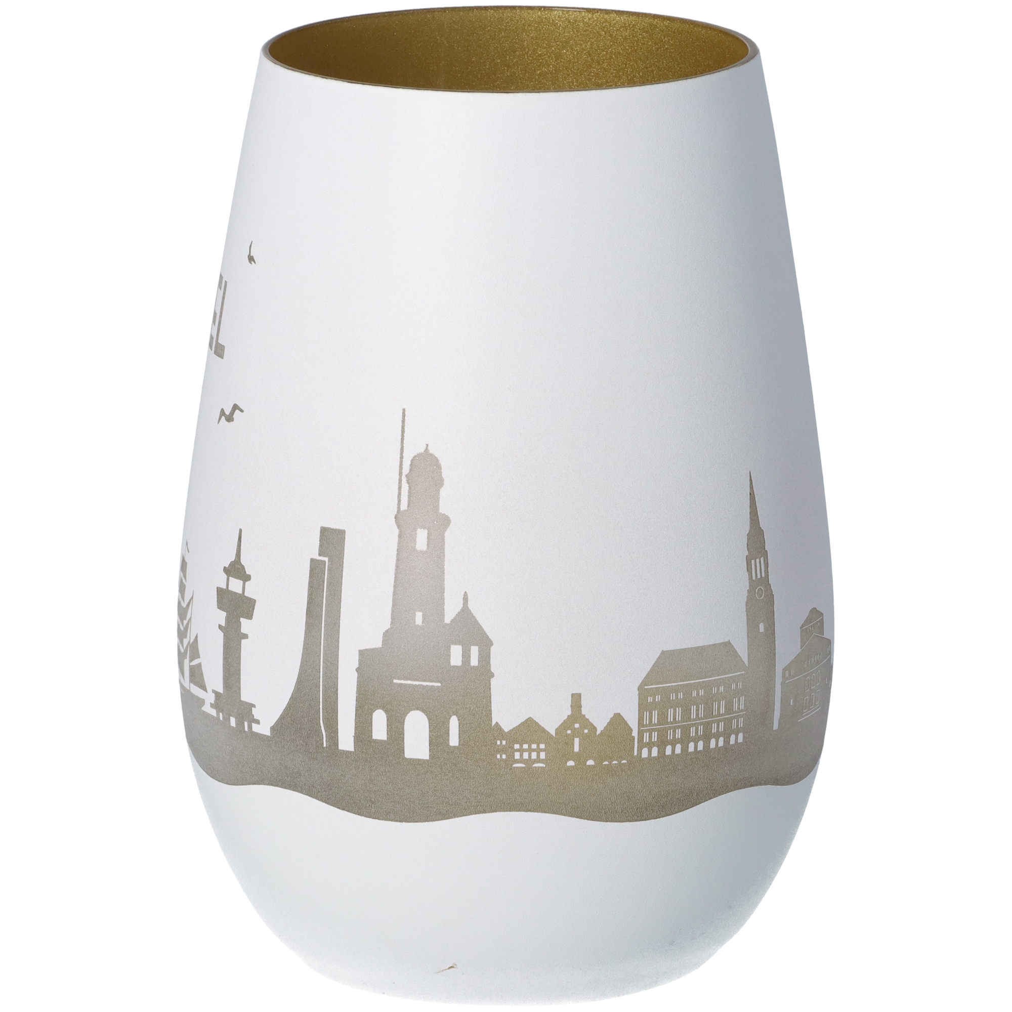 Windlicht Skyline Kiel Weiß/Gold Windlicht Skyline Kiel Weiß/Gold