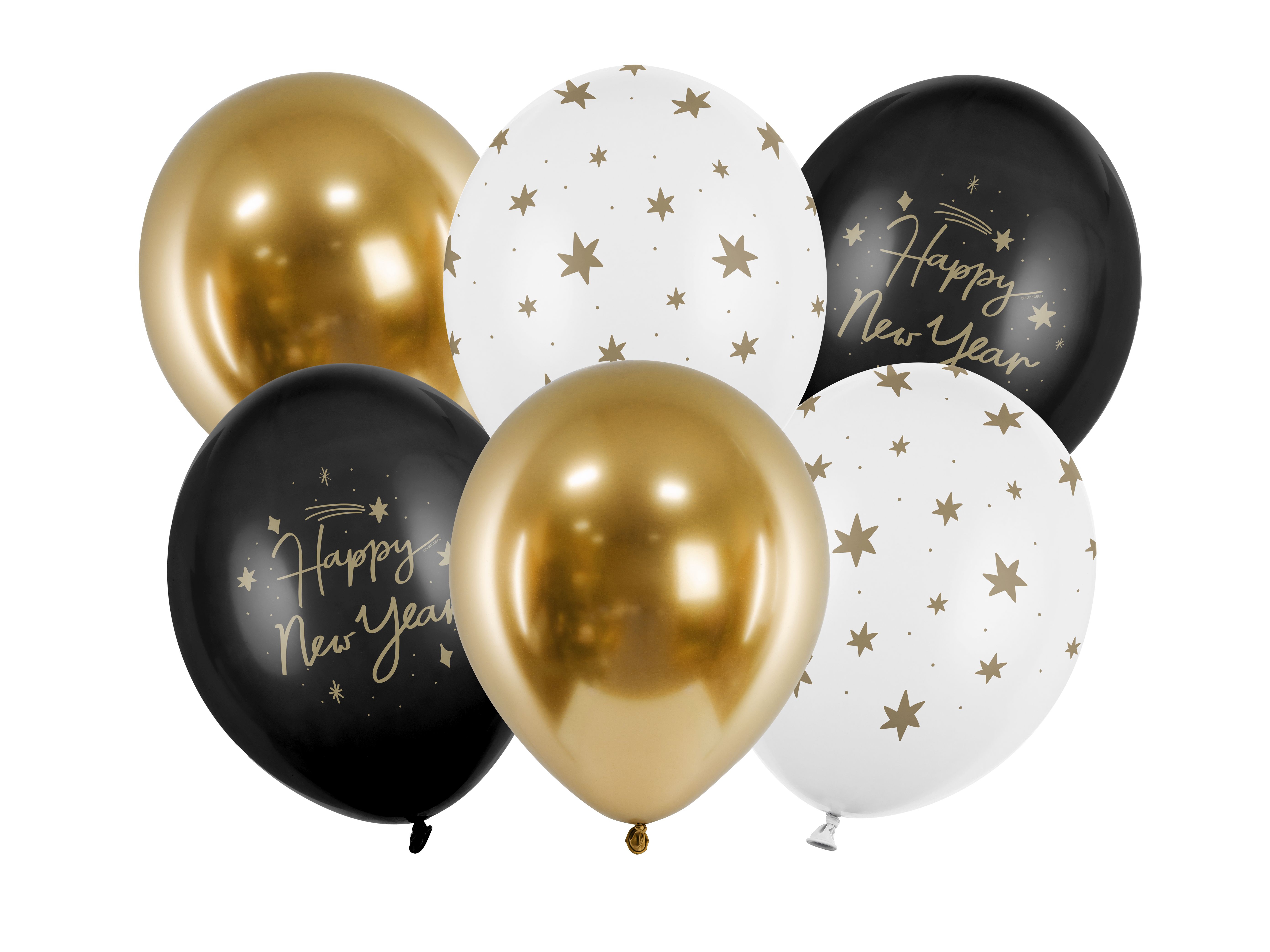 6 Latexballons im Set "Happy New Year" Ballon, Teller