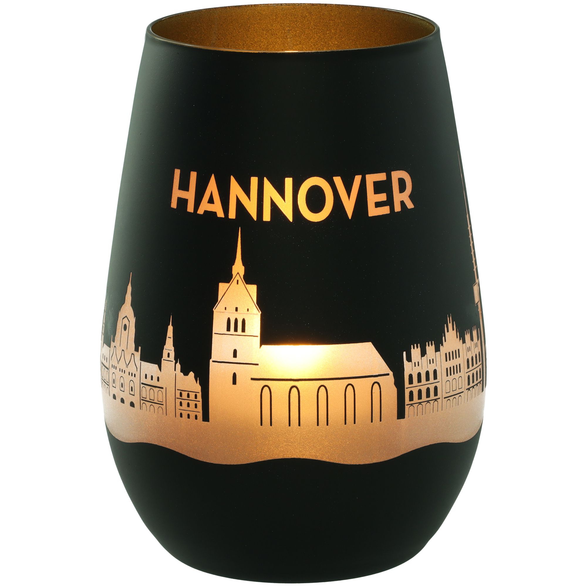 Windlicht Skyline Hannover Schwarz/Gold Windlicht Skyline Hannover Schwarz/Gold