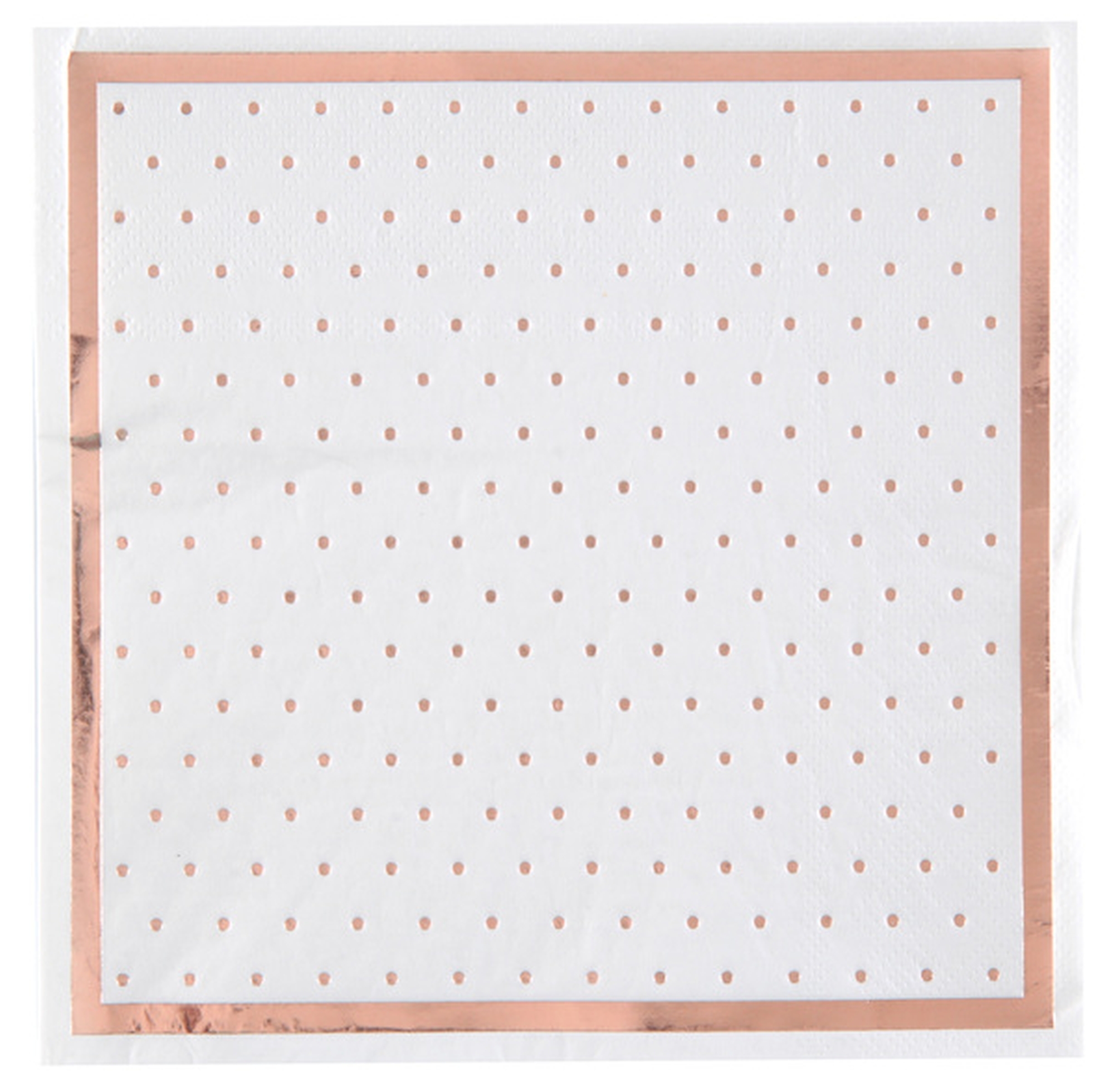 Glamour - 20 Papierservietten Weiß / roségoldene Punkte