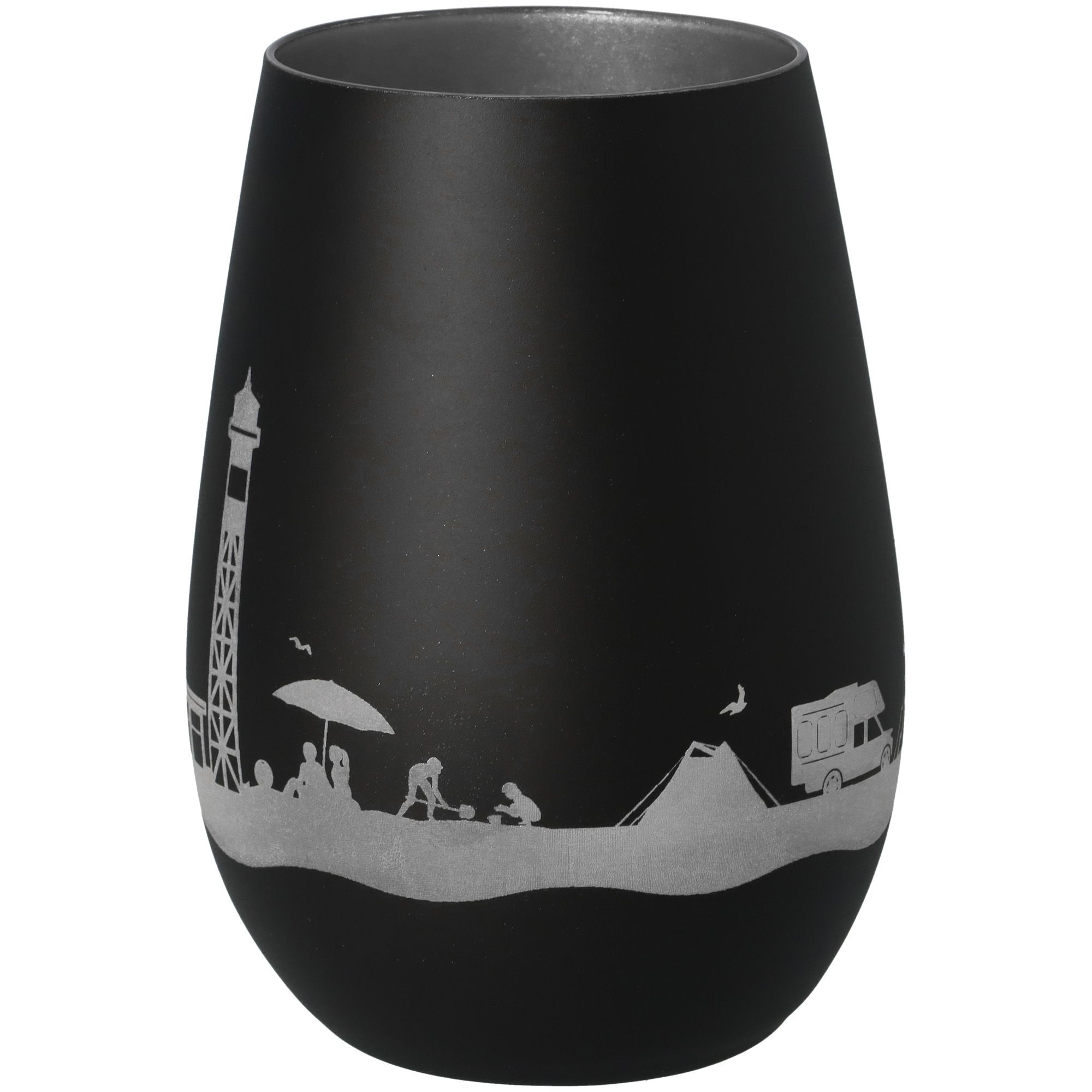 Windlicht Skyline Krautsand Schwarz/Silber Töpferei, Krug, Vase