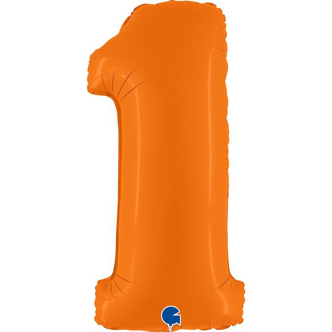 Folienballon Zahl 1 Matte Orange 100cm