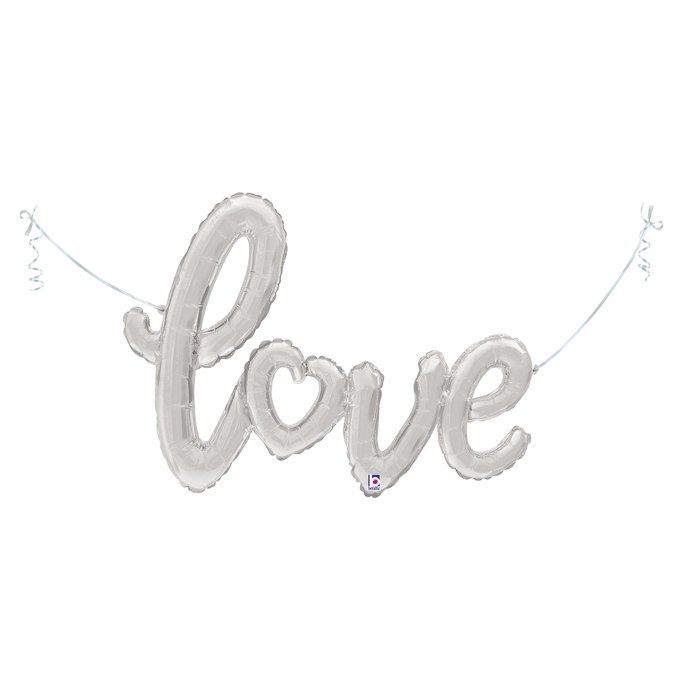 Folienballon-Girlande Script Love mit Herzchen Silber Folienballon-Girlande Script Love mit Herzchen Silber