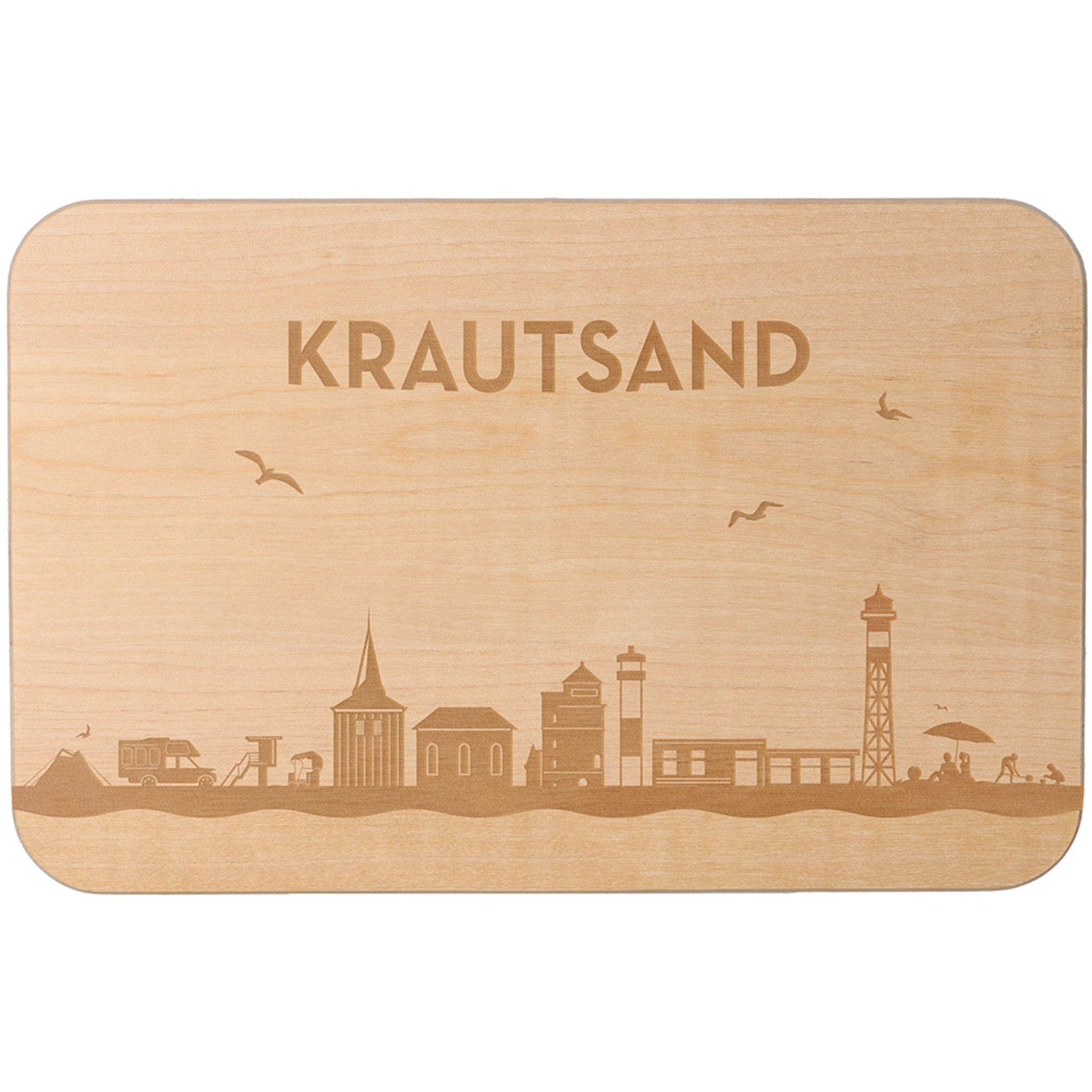 Frühstücksbrett Skyline Krautsand 23cm x 15cm x 1cm Sperrholz, Holz, Matte