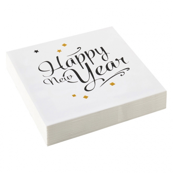 Golden Wishes - 20 Happy New Year Servietten