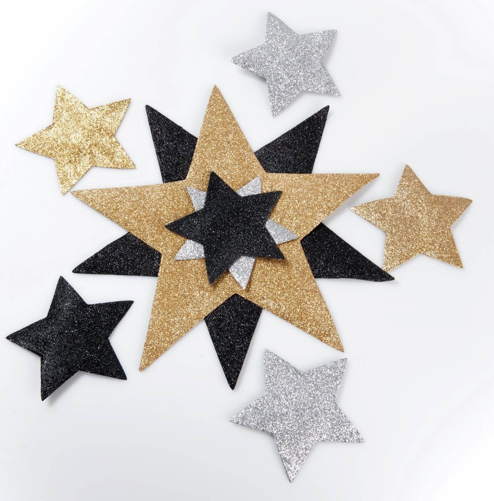 2 Glitter Stern-Tischsets Silber