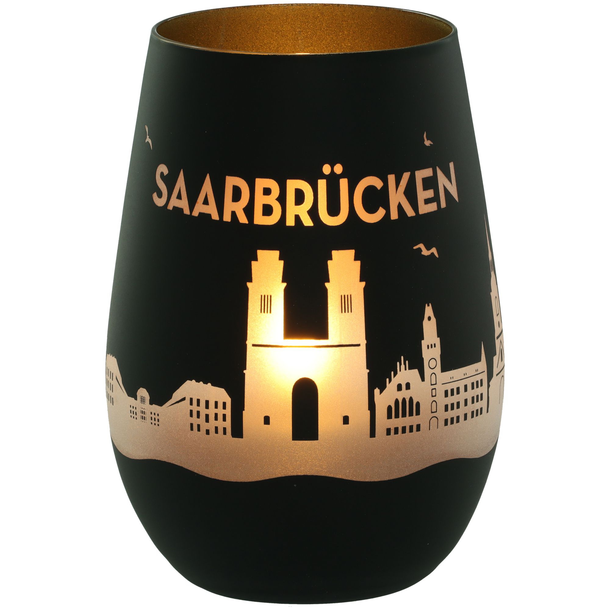 Windlicht Skyline Saarbrücken Schwarz/Gold Windlicht Skyline Saarbrücken Schwarz/Gold