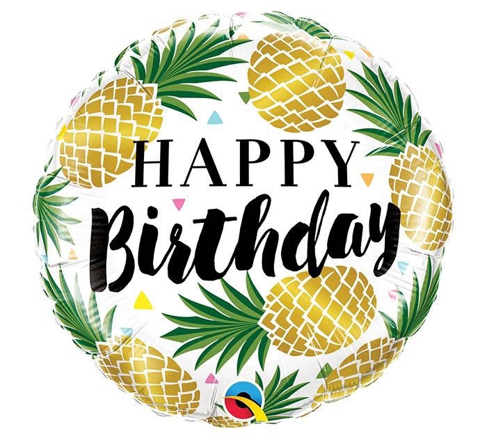 Folienballon Happy Birthday Goldene Ananas 46 cm