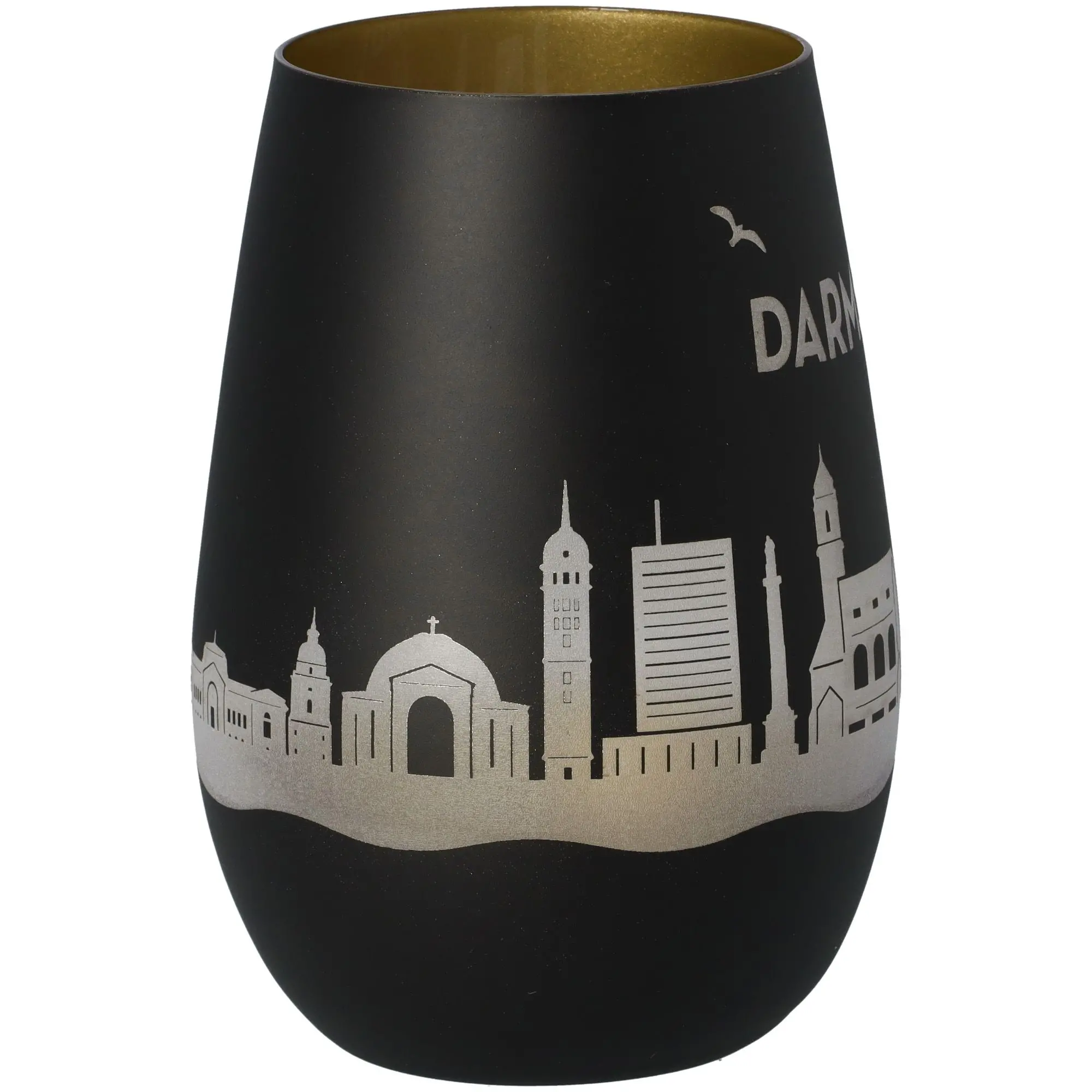 Windlicht Skyline Darmstadt Schwarz/Gold