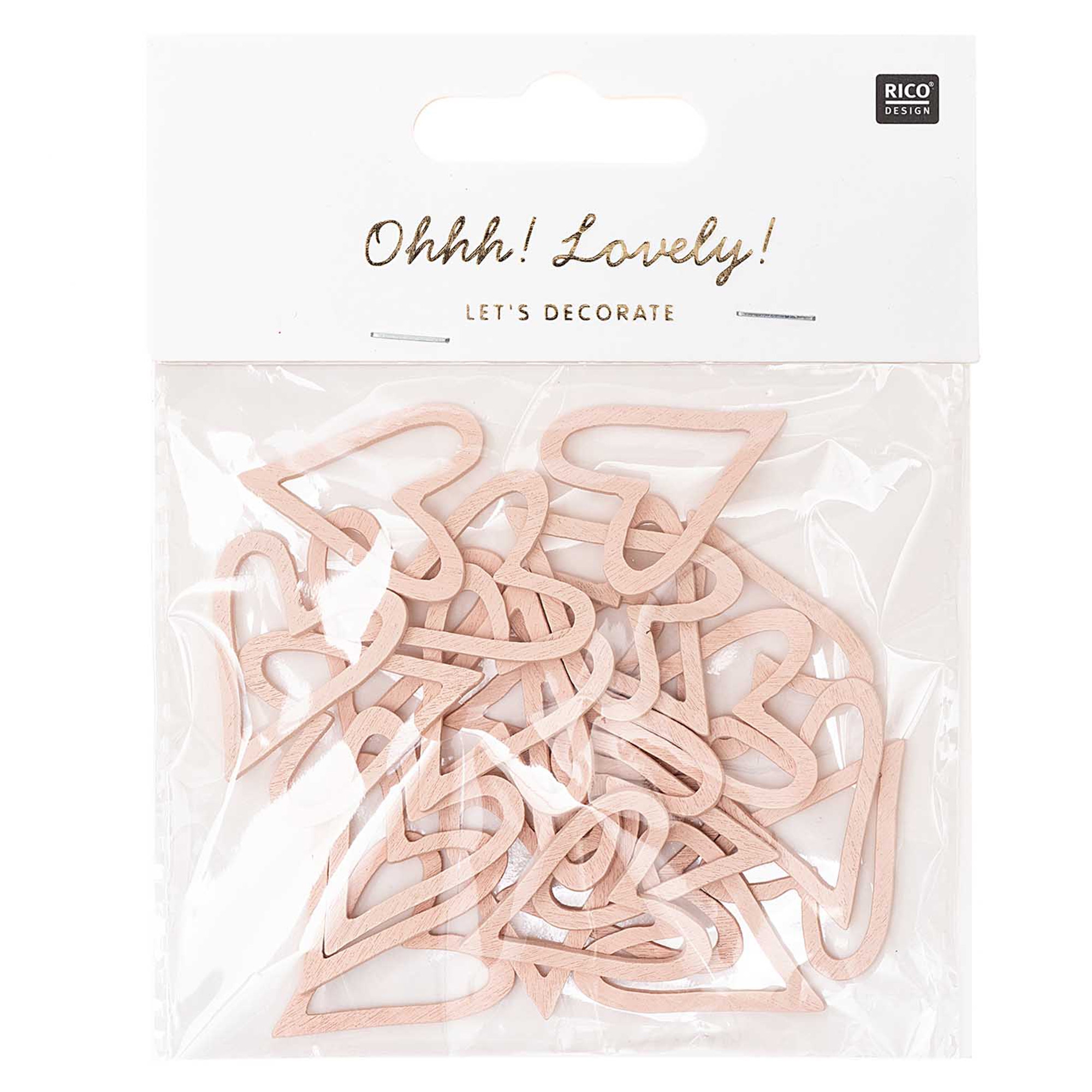 Konfetti - Holzstreu ♥ offen, Puder Konfetti - Holzstreu ♥ offen, Puder