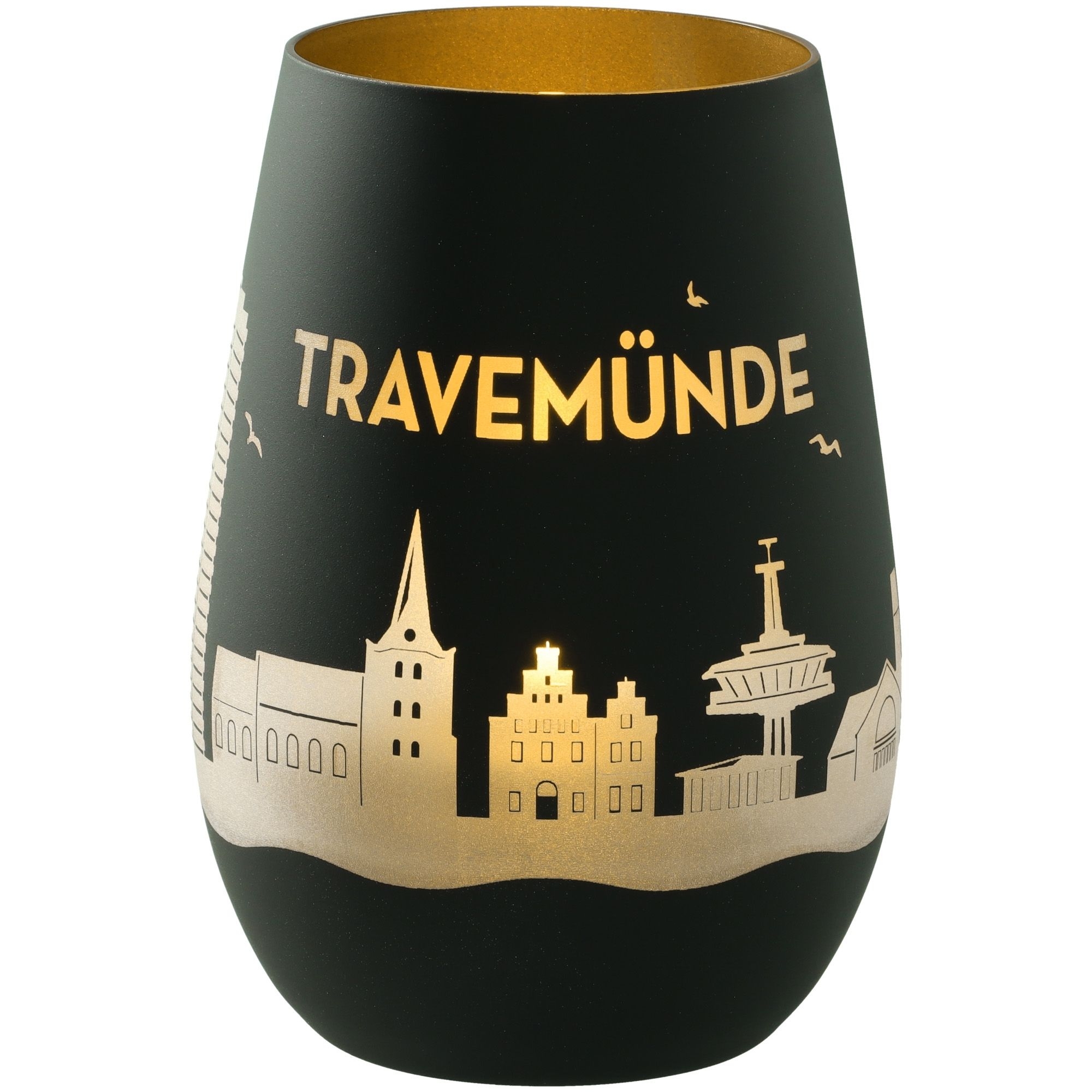 Windlicht Skyline Travemünde Schwarz/Gold Windlicht Skyline Travemünde Schwarz/Gold