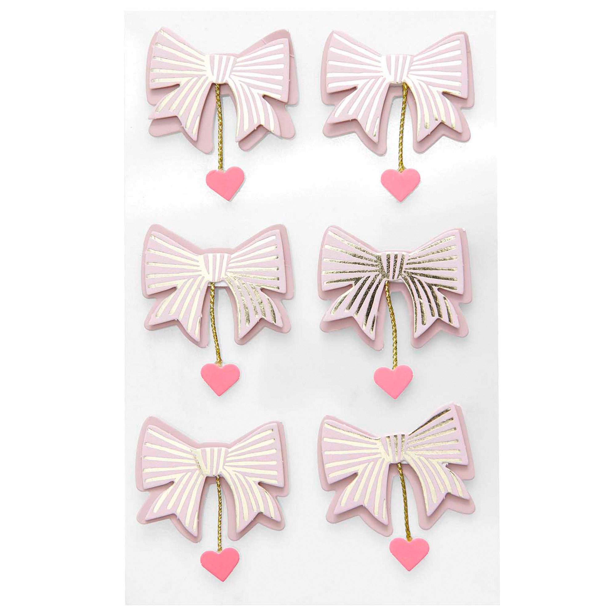 6 3D Sticker "Schleifen mit Herzen" Mauve 6 3D Sticker "Schleifen mit Herzen" Mauve