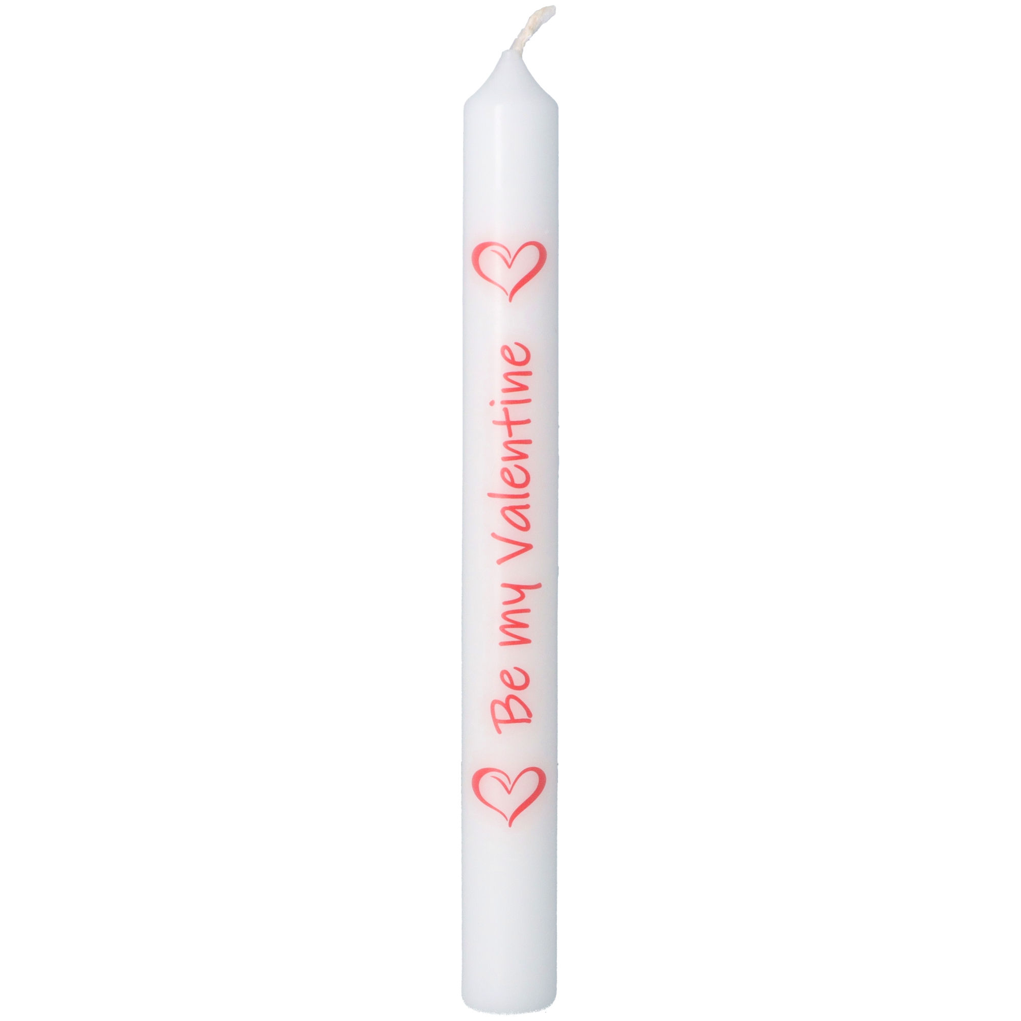 Stabkerze Weiß "Be my Valentine"
