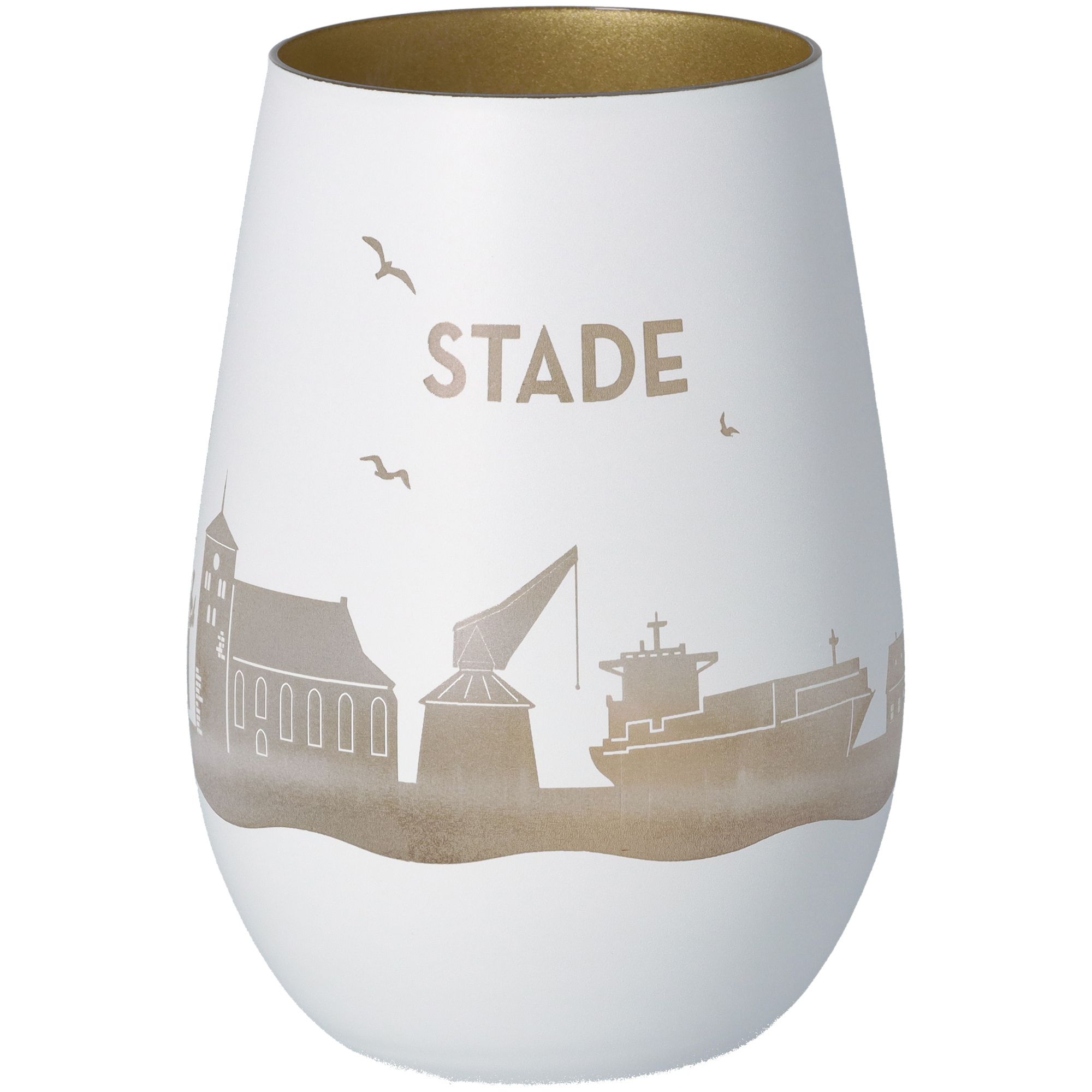 Windlicht Skyline Stade Weiß/Gold Windlicht Skyline Stade Weiß/Gold