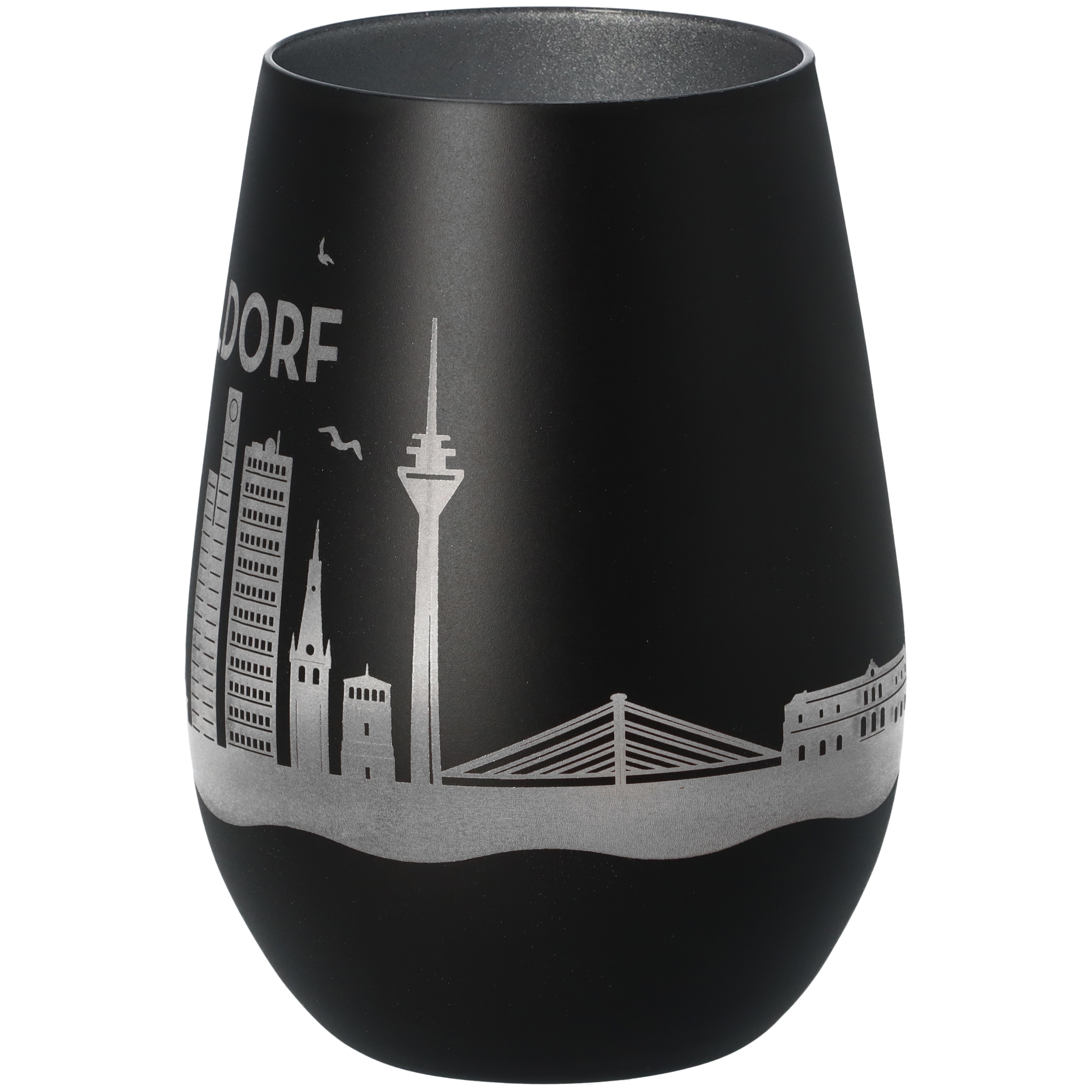 Windlicht Skyline Düsseldorf Schwarz/Silber Windlicht Skyline Düsseldorf Schwarz/Silber
