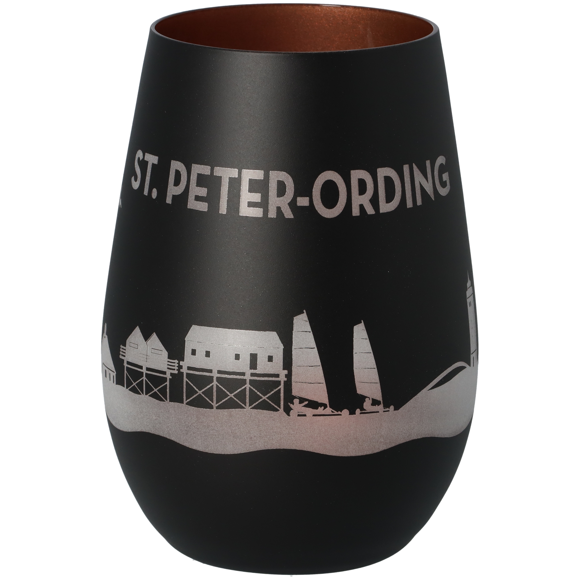 Windlicht Skyline St. Peter-Ording Schwarz/Bronze