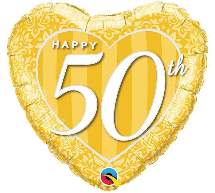 Folienballon Herz Happy 50th zur Goldhochzeit 45cm Folienballon Herz Happy 50th zur Goldhochzeit 45cm