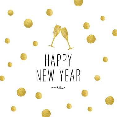 20 Servietten "Happy New Year", Sektgläser und Punkte 20 Servietten "Happy New Year", Sektgläser und Punkte