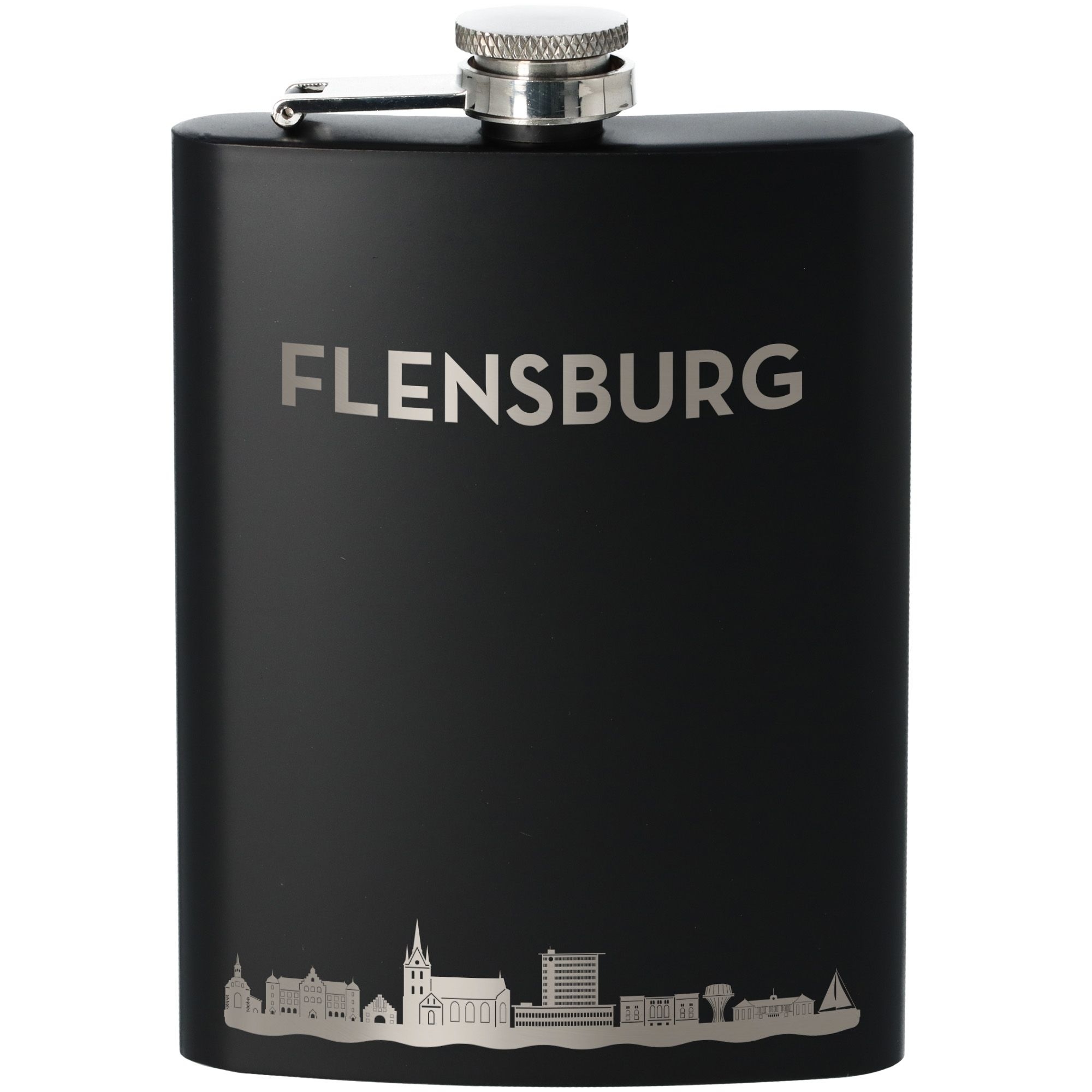 Flachmann Skyline Flensburg Schwarz 225ml Flasche, Rasierwasser