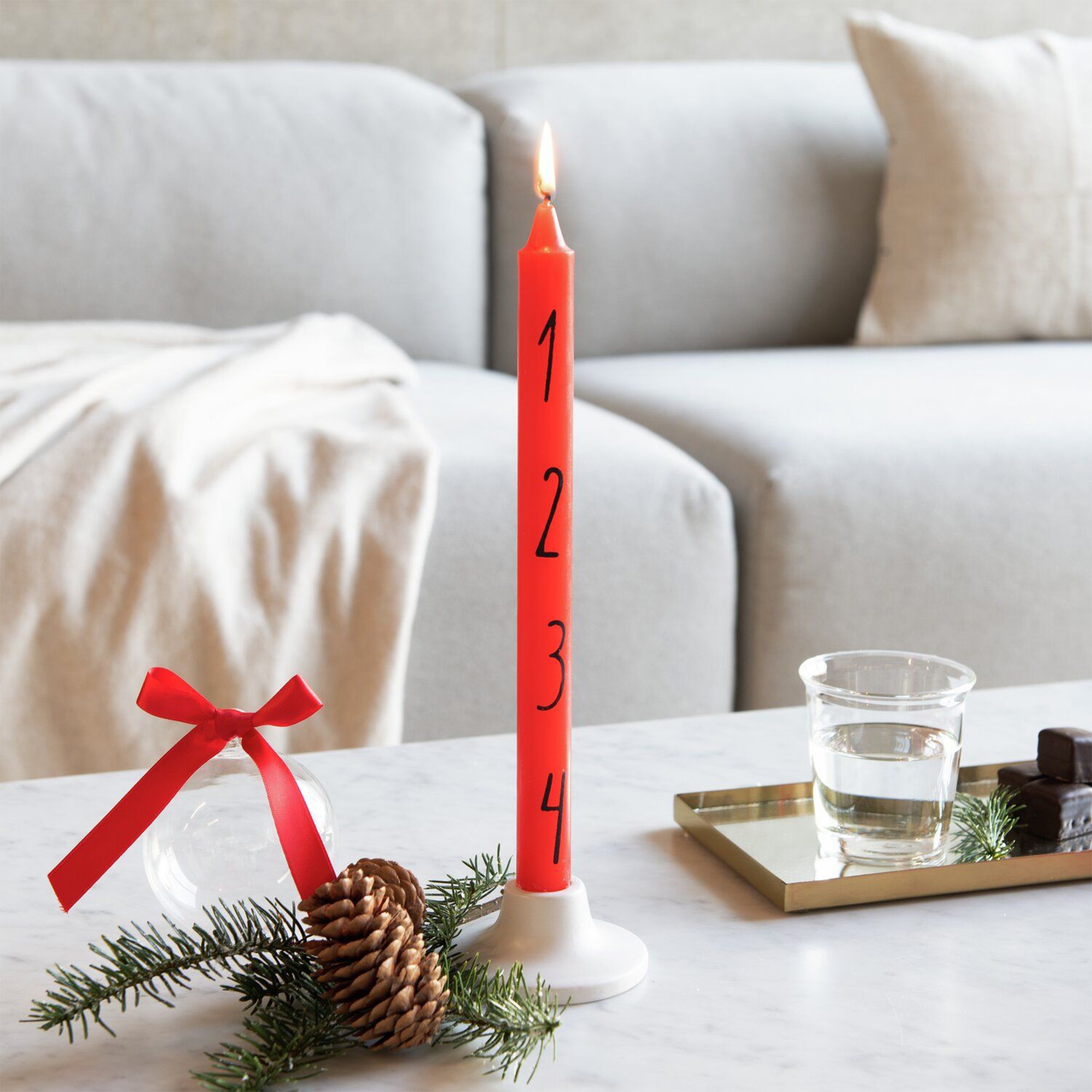 Adventskerze 1-4 Rot, 28 cm Kerze