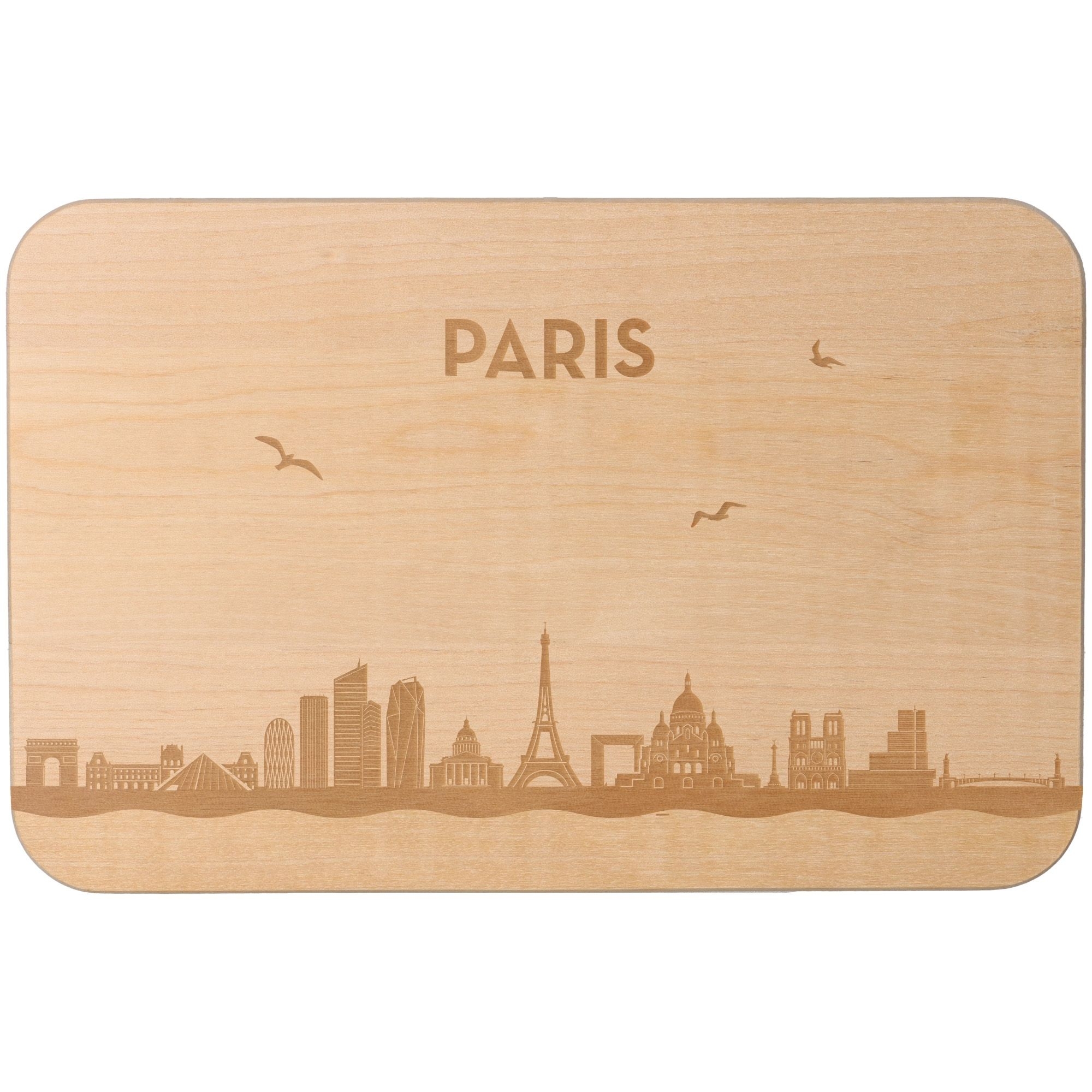 Frühstücksbrett Skyline Paris 23cm x 15cm x 1cm Holz, Sperrholz, Matte