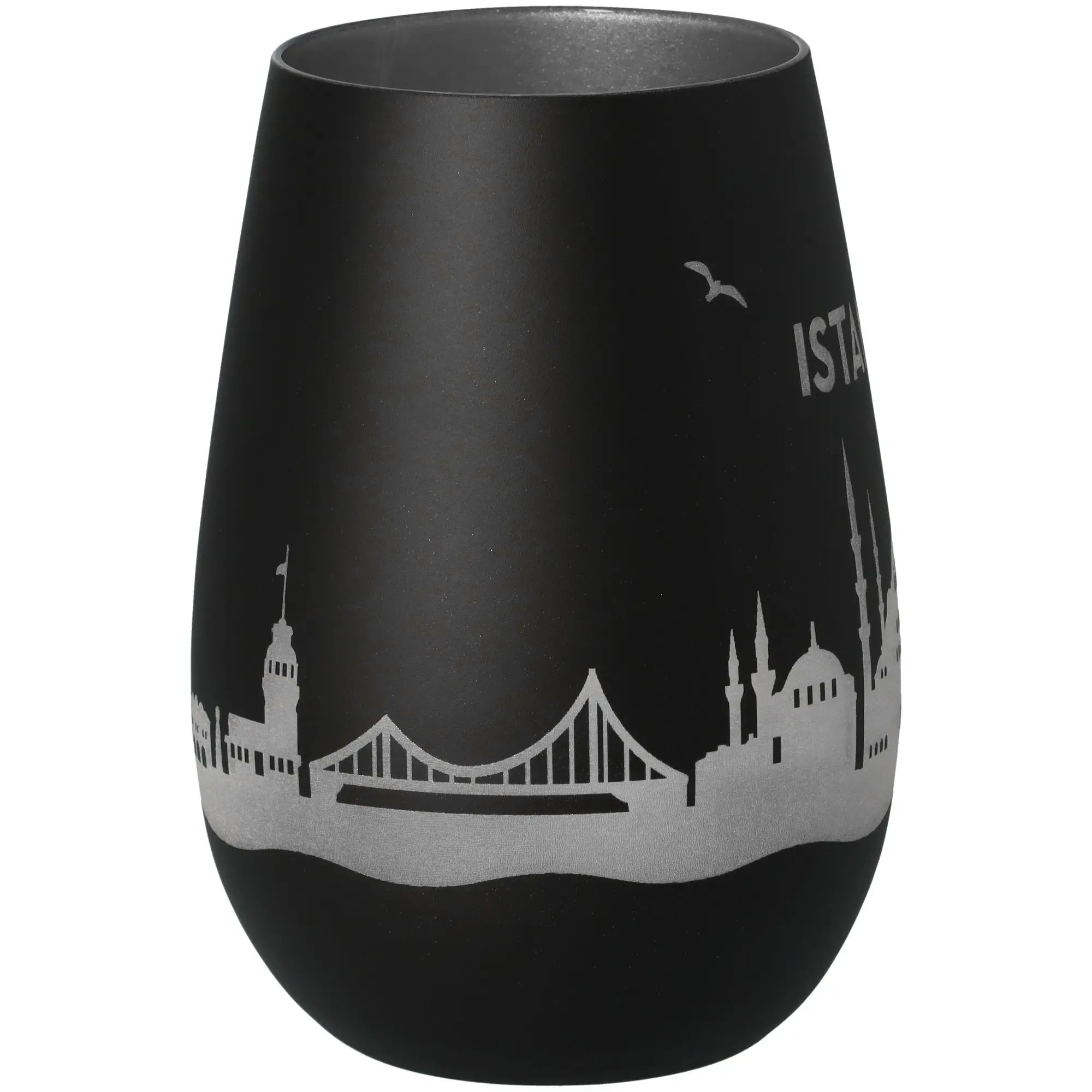 Windlicht Skyline Istanbul Schwarz/Silber