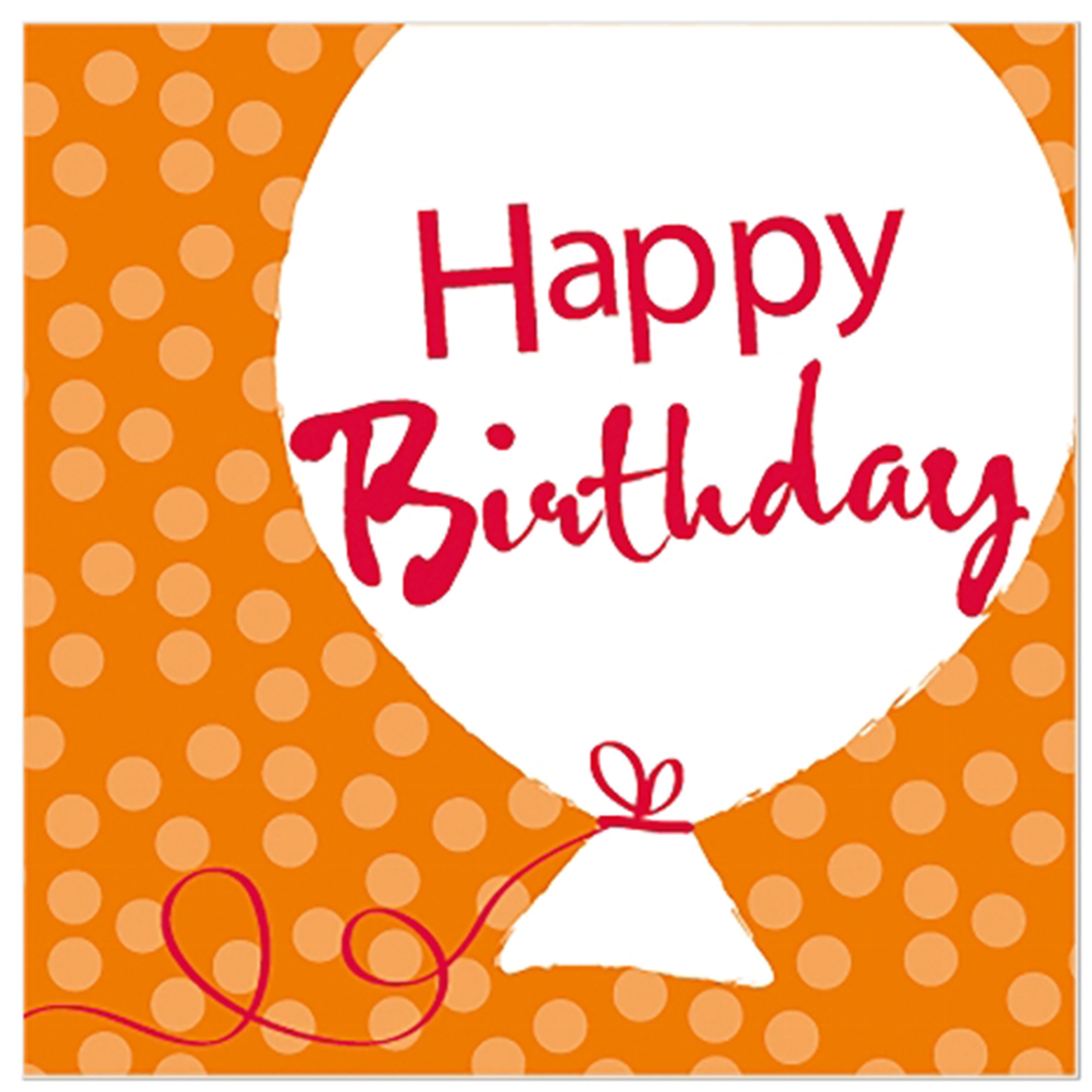20 Cocktailservietten "Happy Birthday Ballon" Orange Briefumschlag, Grußkarte, Post, Muster