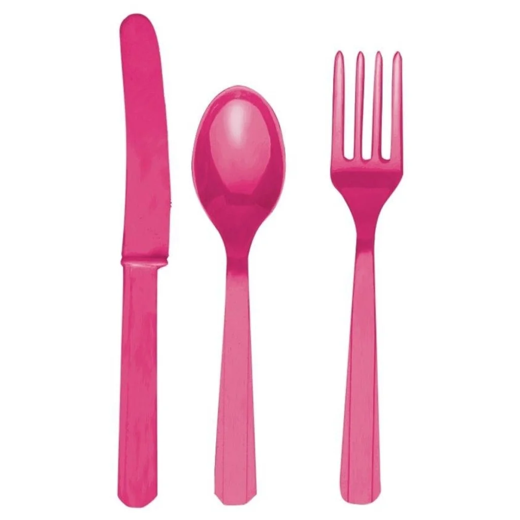 Besteck, Messer, Löffel, Gabel, Pink