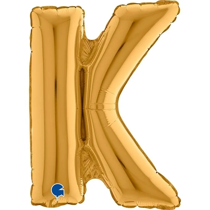 Luftballon, Kugelballon, Buchstabe K, Gold, Partydekoration