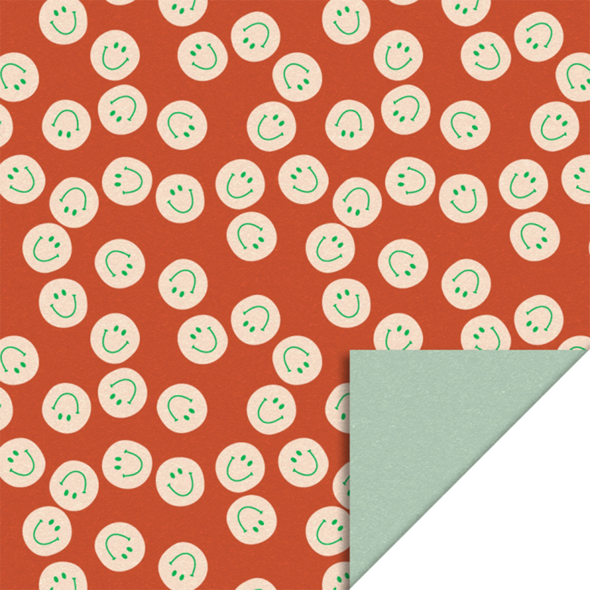 Geschenkpapier "Smiley" Peach/Pistazie 3 m Muster, Text