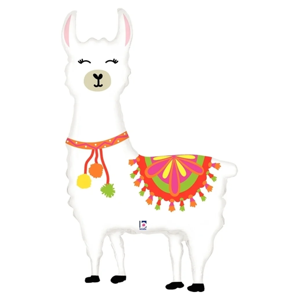 Lama, Lama-Luftballon, Deko-Lama, Poncho-Lama, buntes Muster