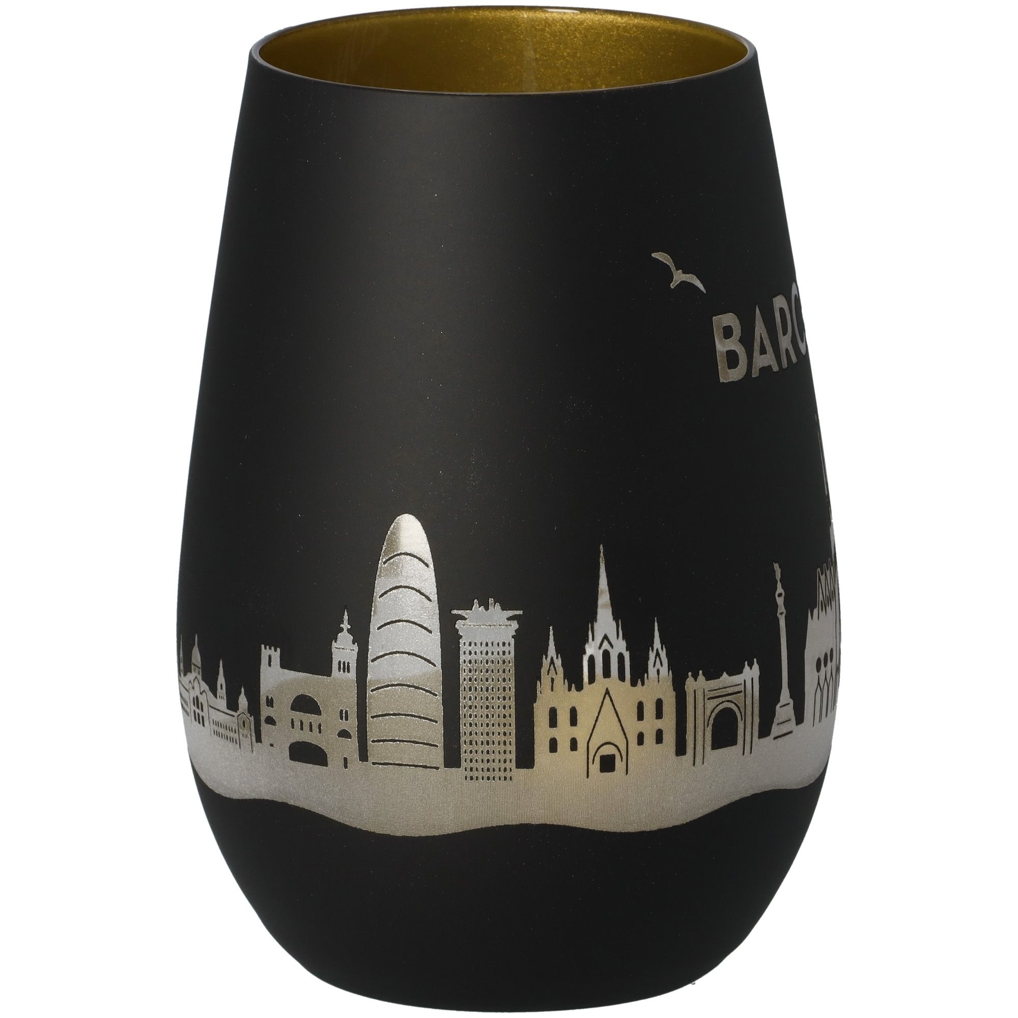 Windlicht Skyline Barcelona Schwarz/Gold Töpferei, Krug, Vase, Tasse